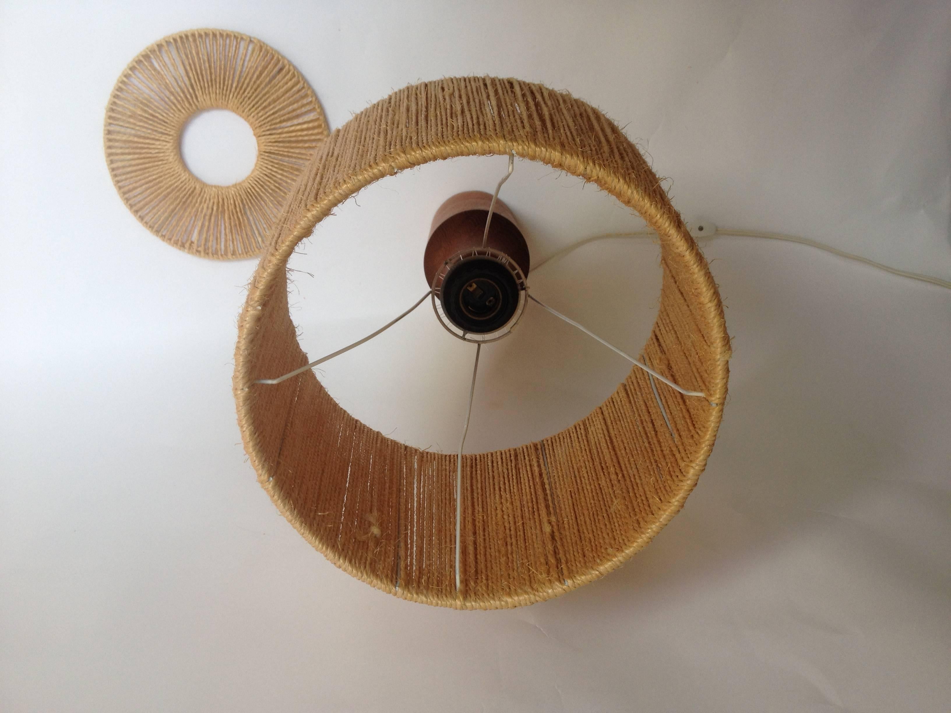 1960s Teak and Rope Table Lamp, Made in Denmark For Sale 2