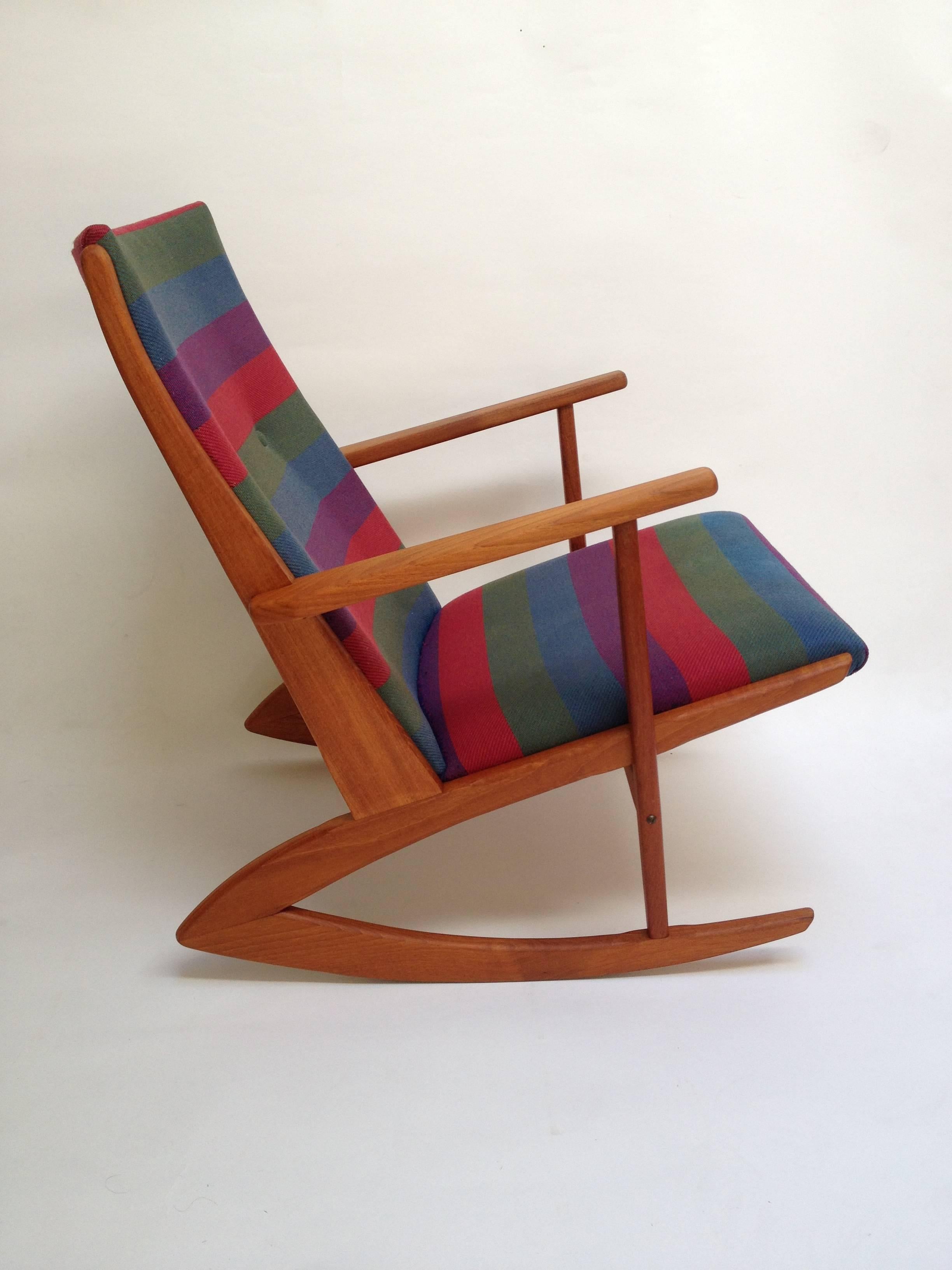 Mid-20th Century 1950s Danish Rocking Chair by Designer Soren Jensen, Boomerang