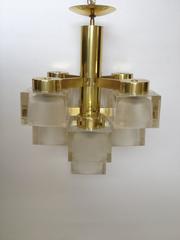 Mid-Century Modern Cube Glass Chandelier by Gaetano Sciolari, Italy