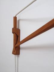 Mid-Century Modern Adjustable Oak Wall Light Made in Denmark