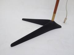 Early 1950s Svend Aage Holm-Sorensen Arc Teak/Brass Floor Lamp, Denmark
