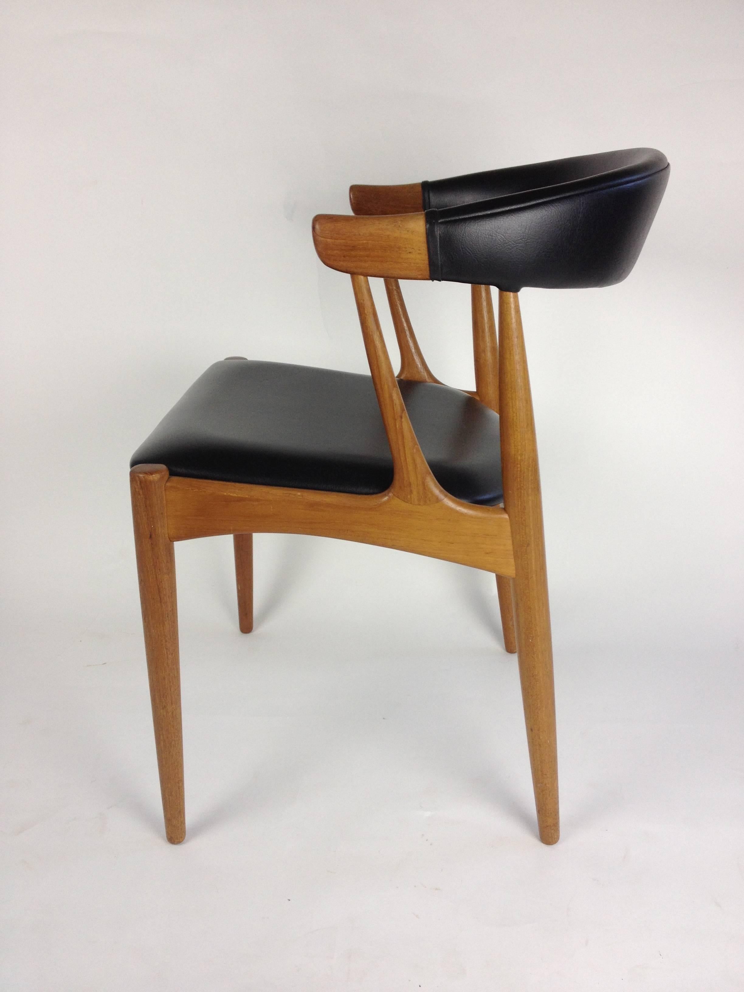 Gorgeous original 1960s teak dining or occasional chair - designed by Johannes Andersen for Brdr. Andersen. Made in Denmark - very good vintage condition. Incredible craftsmanship and design. If you are looking for a matched pair of this incredible