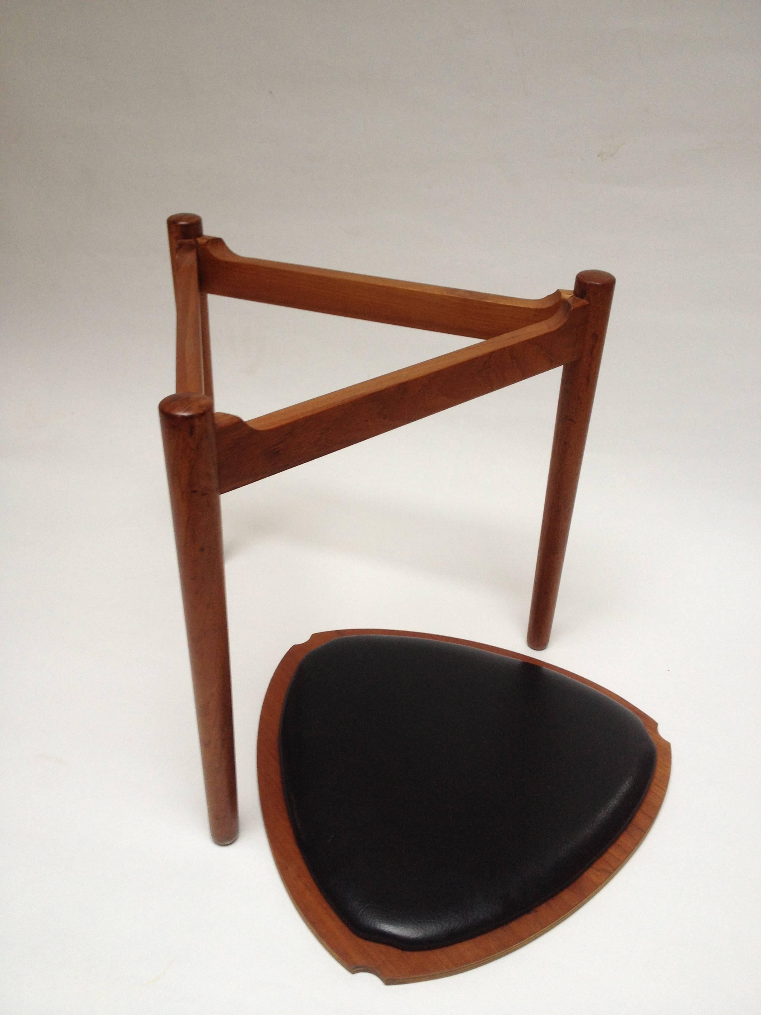 Danish Rare 1950s Hans Olsen Teak Reversible Three Legged Stool and Side Table, Denmark For Sale