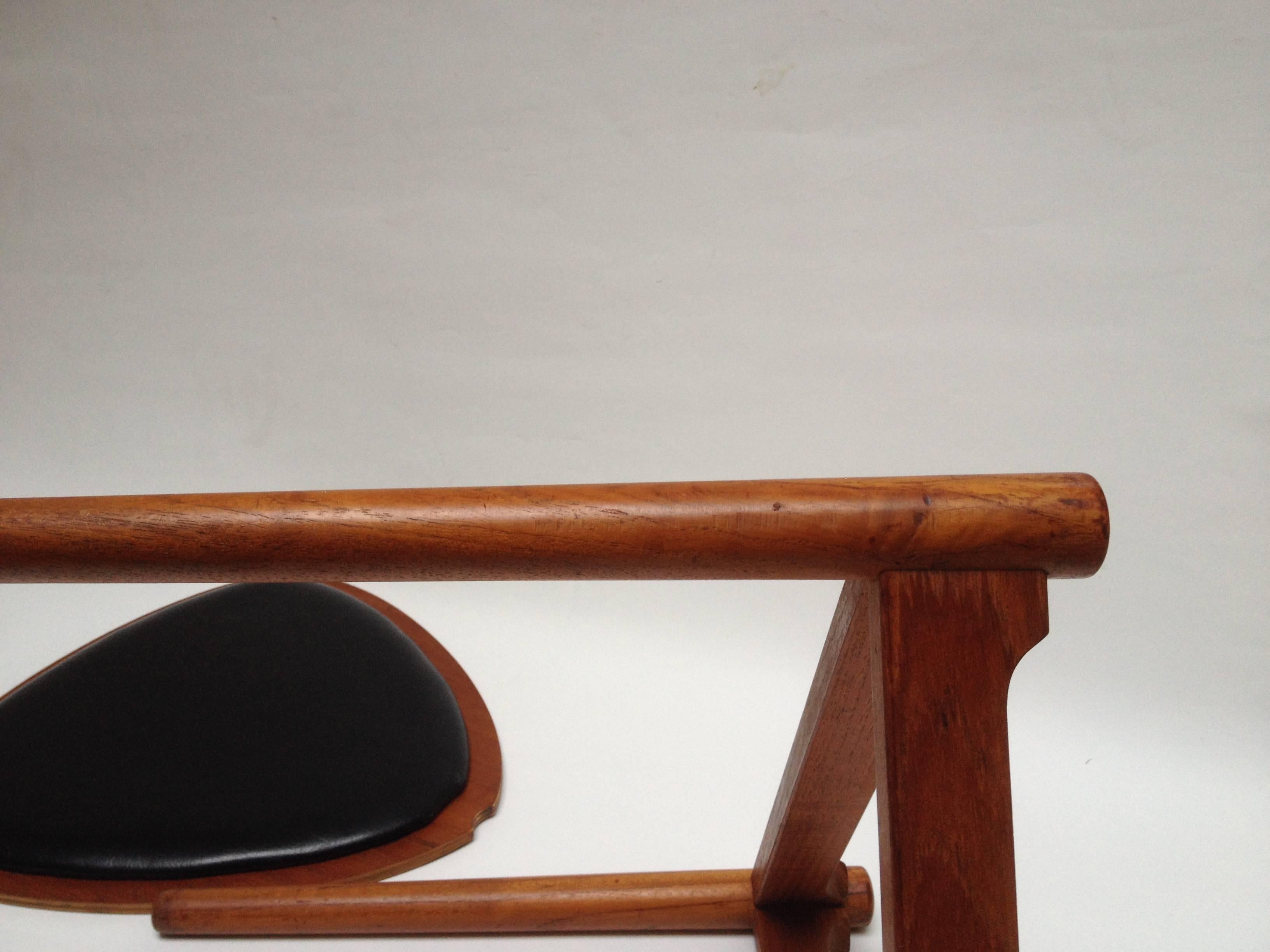Mid-20th Century Rare 1950s Hans Olsen Teak Reversible Three Legged Stool and Side Table, Denmark For Sale