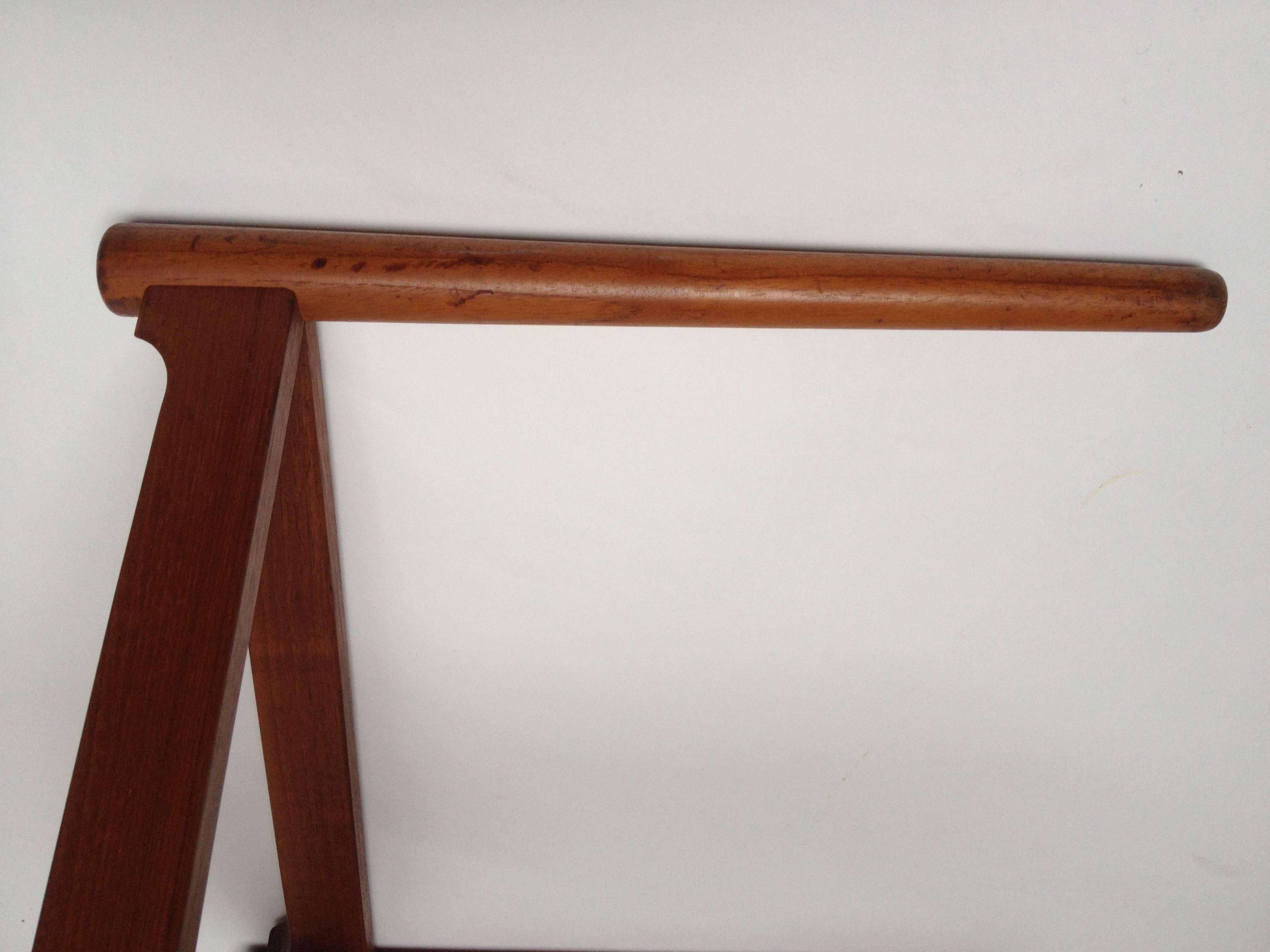 Rare 1950s Hans Olsen Teak Reversible Three Legged Stool and Side Table, Denmark For Sale 1