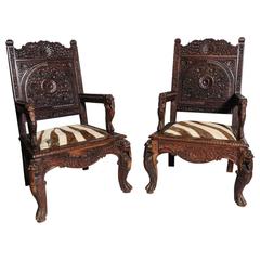 Superb Pair of Anglo-Indian Armchairs