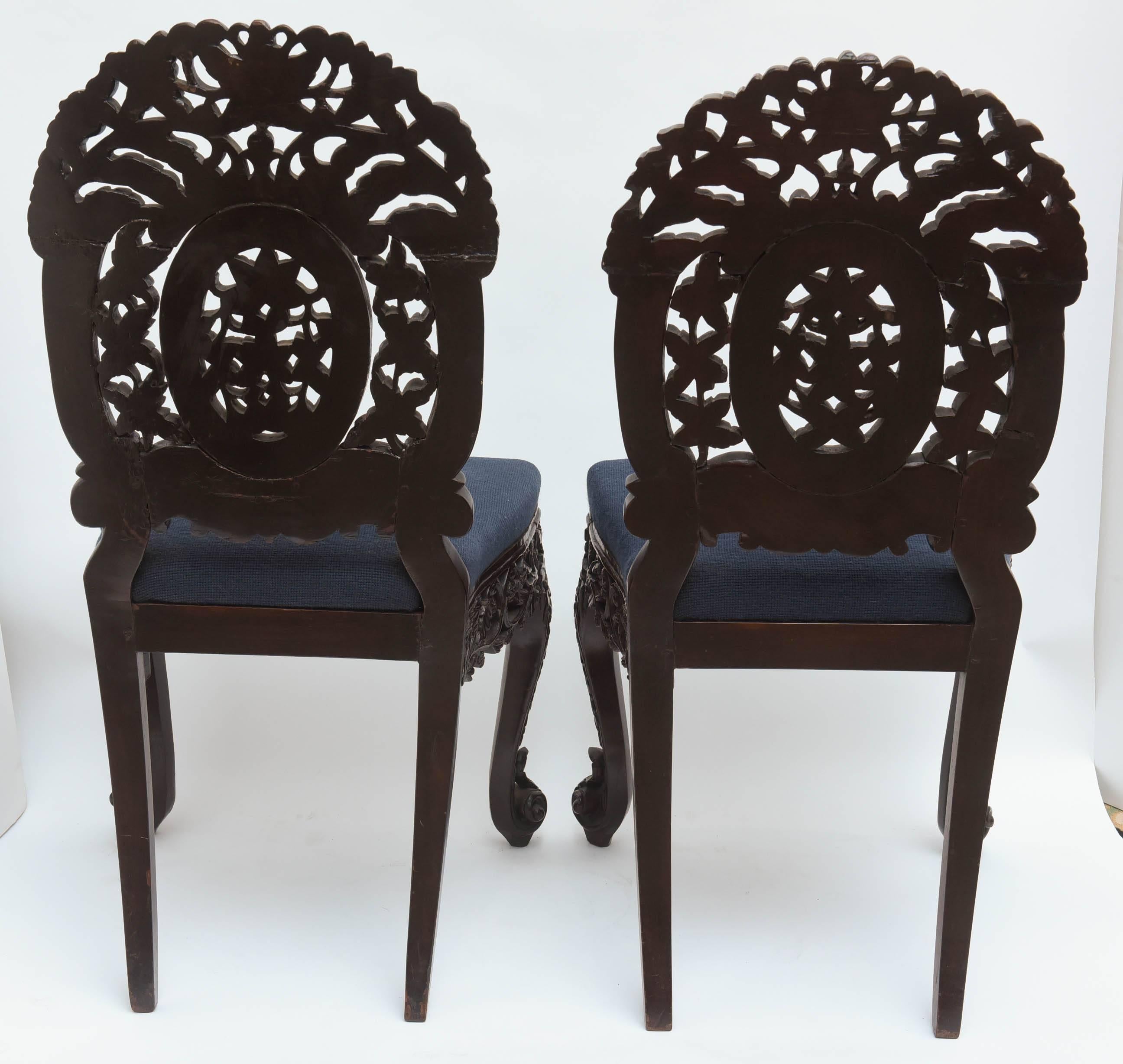 Superb Pair of  19th Century Anglo-Indian Side Chairs 3