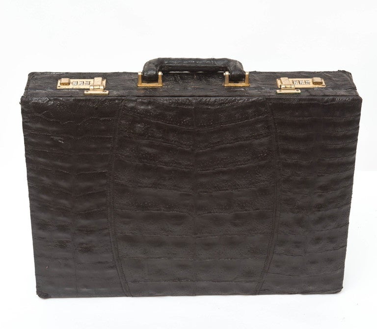Signed Primero Co. crocodile skin case dated 1986 of fine quality and workmanship.