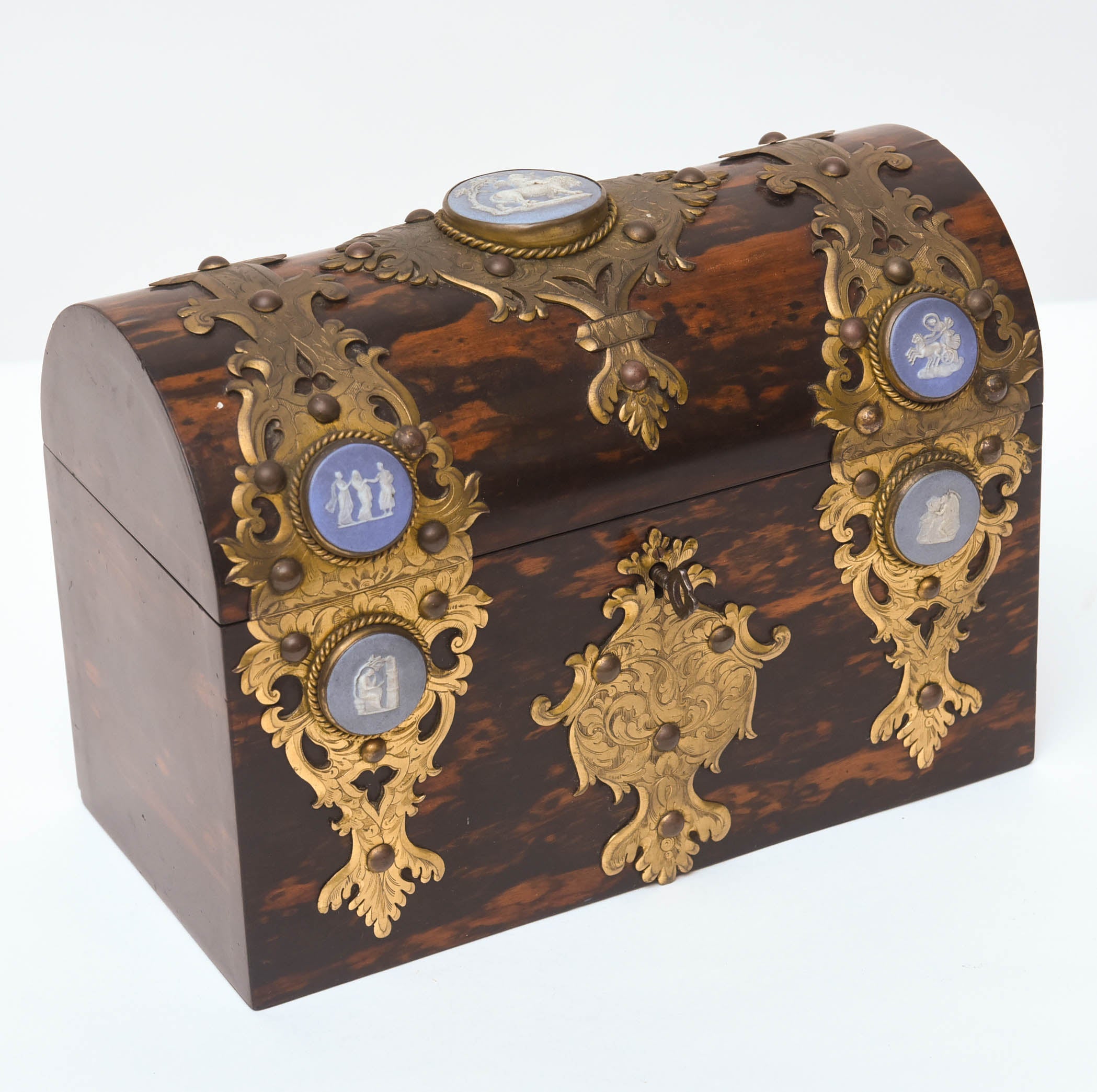 19th Century  Coromandel Document Box with Jasperware Medallions