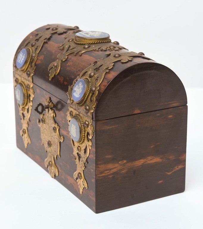 English 19th Century  Coromandel Document Box with Jasperware Medallions