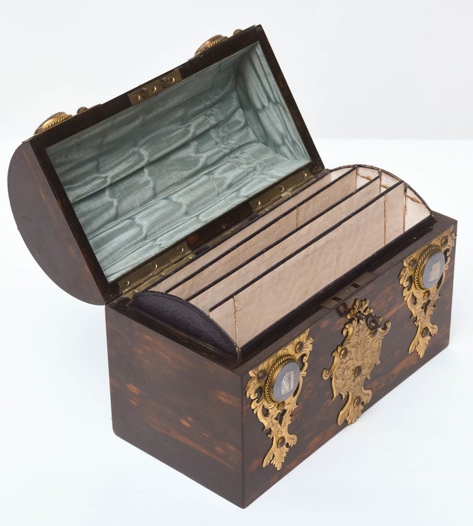 Wood 19th Century  Coromandel Document Box with Jasperware Medallions
