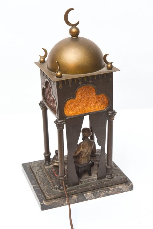 Cold-Painted Franz Bergman Orientalist Bronze Boudoir Lamp