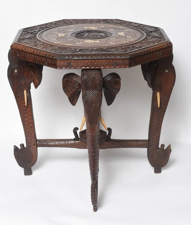 Carved Anglo-Indian Elephant Motif Table 2