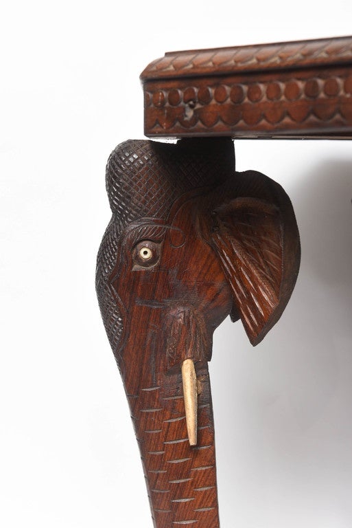 Carved Anglo-Indian Elephant Motif Table 3