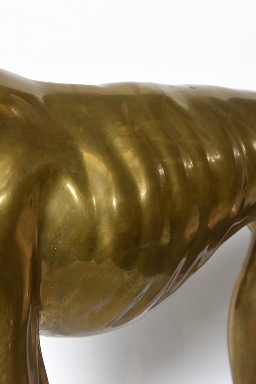 American Pair of Midcentury Life-Size Brass Whippet Dogs