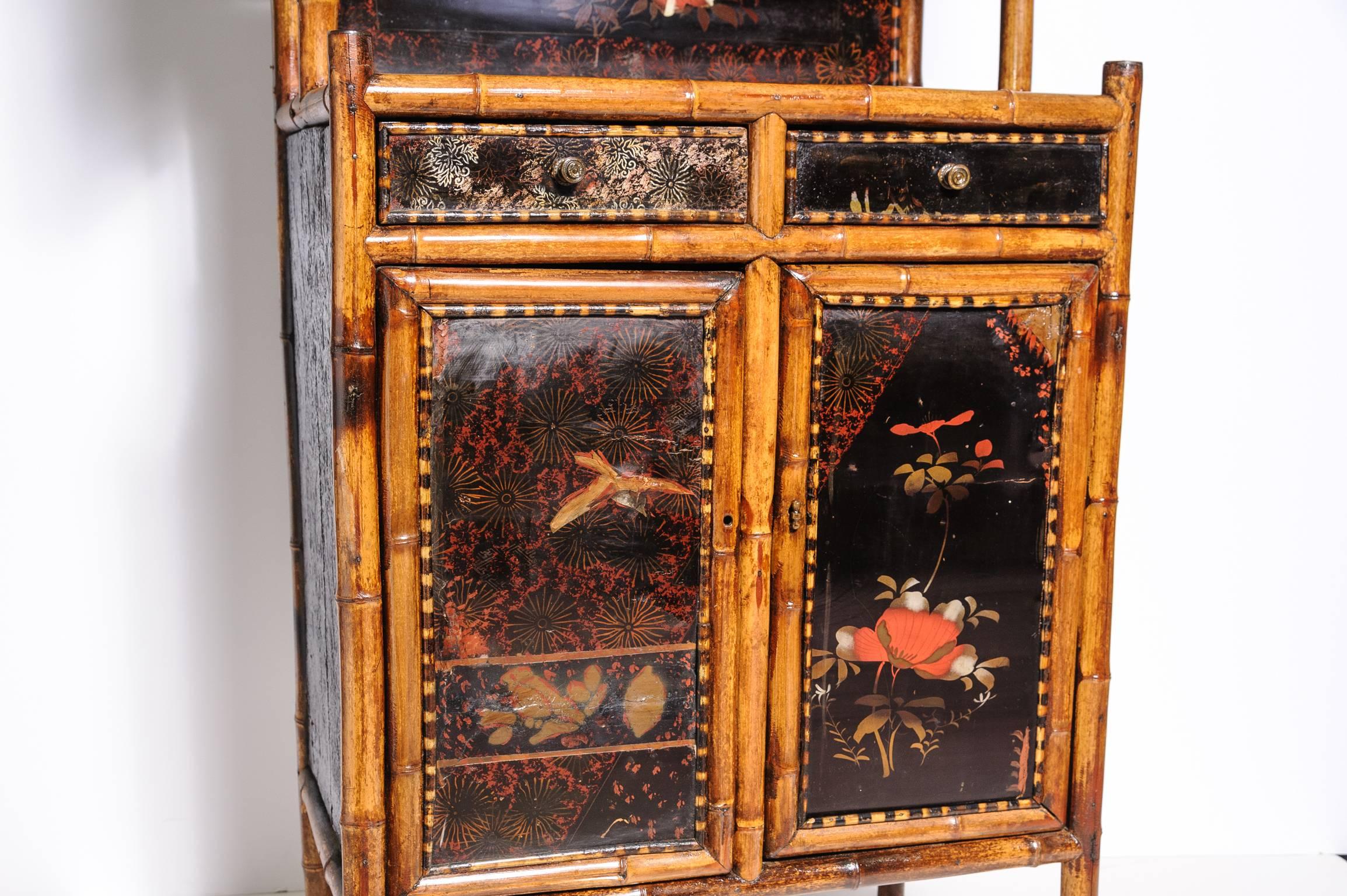 Unusual form with "Tray" top and original lacquer work, bold beautiful details and proportions.