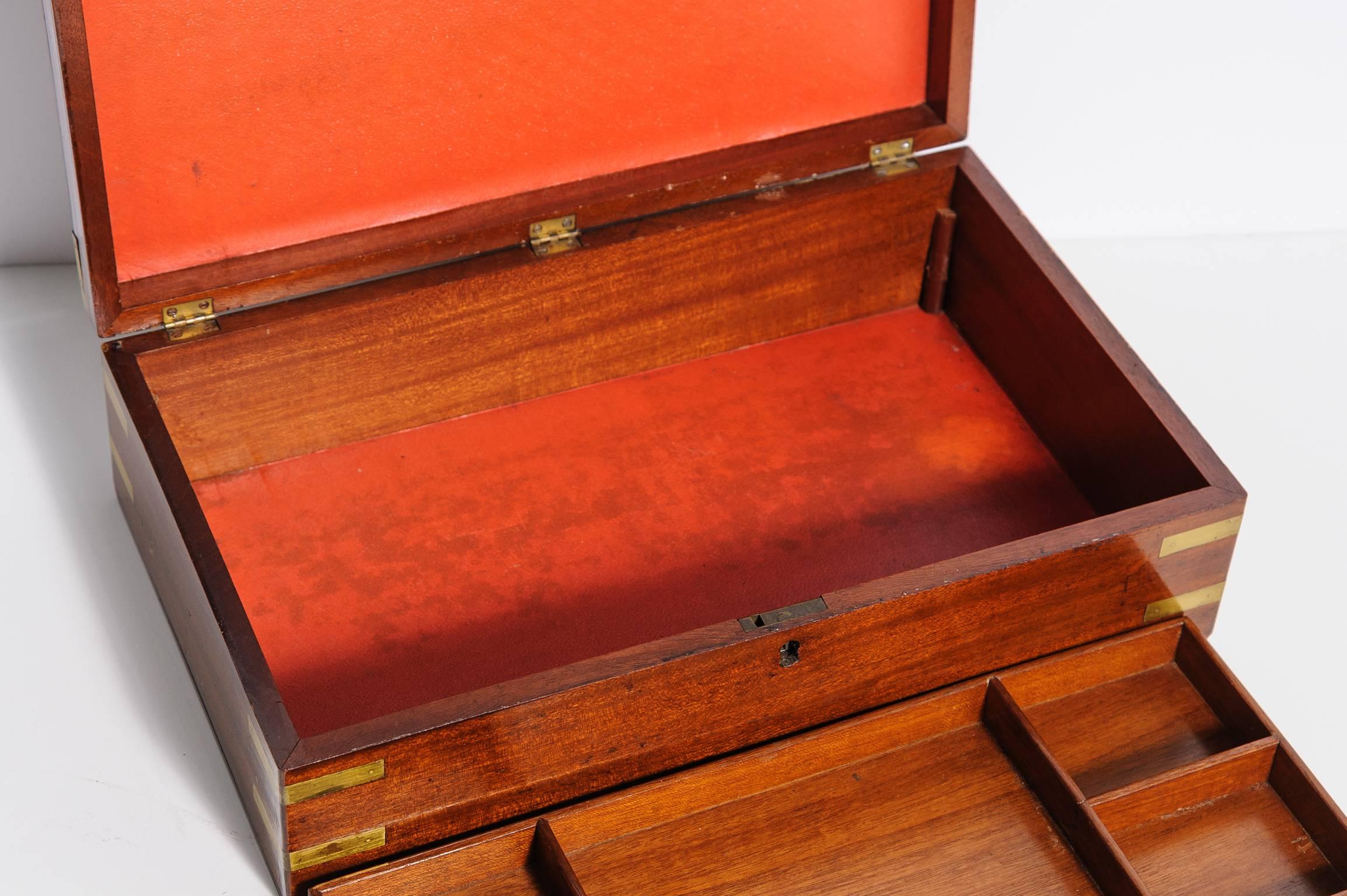 19th Century Officer's Campaign Work Box In Good Condition In West Palm Beach, FL