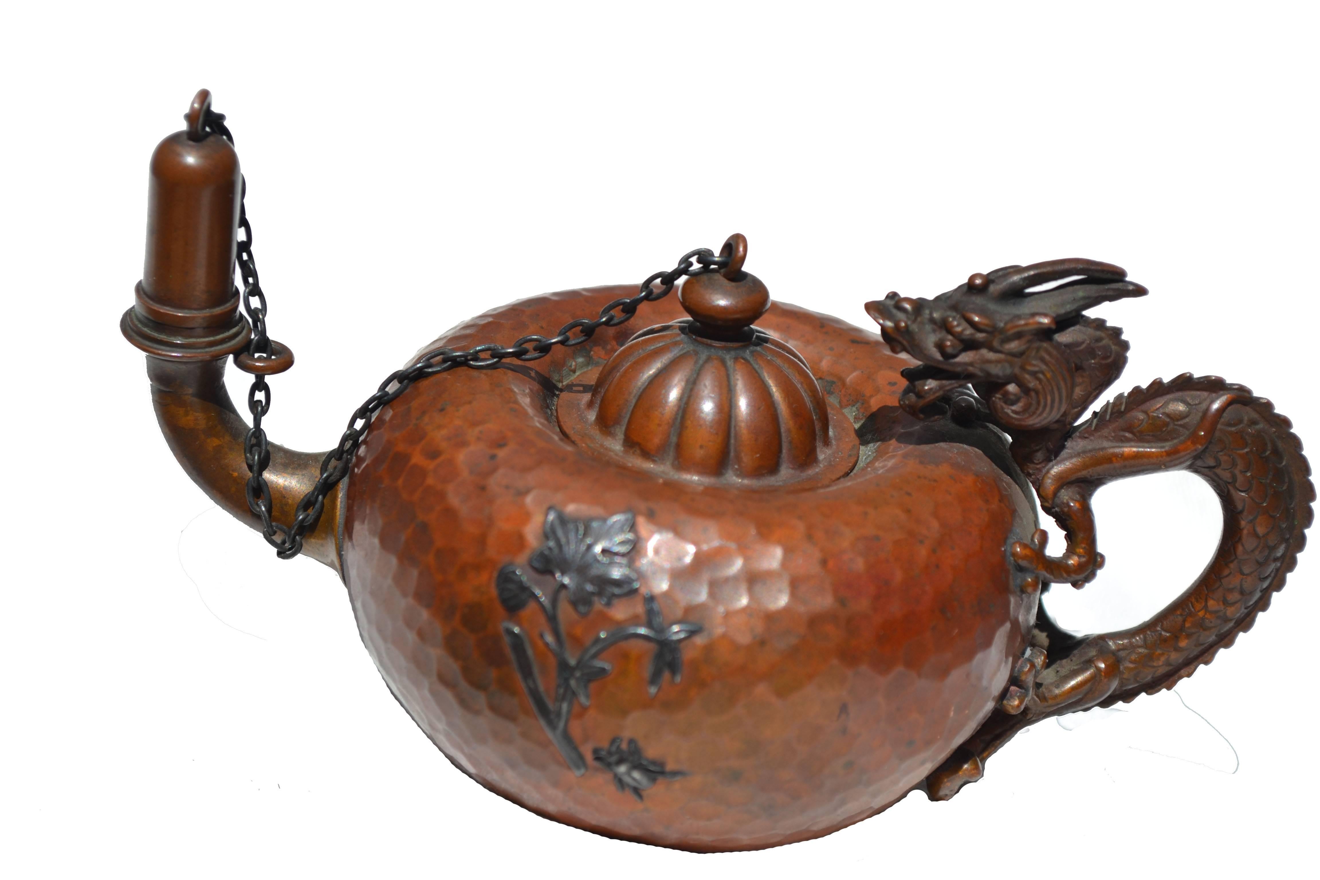 Aesthetic Movement Gorham Sterling over Copper Cigar Lamp 1882