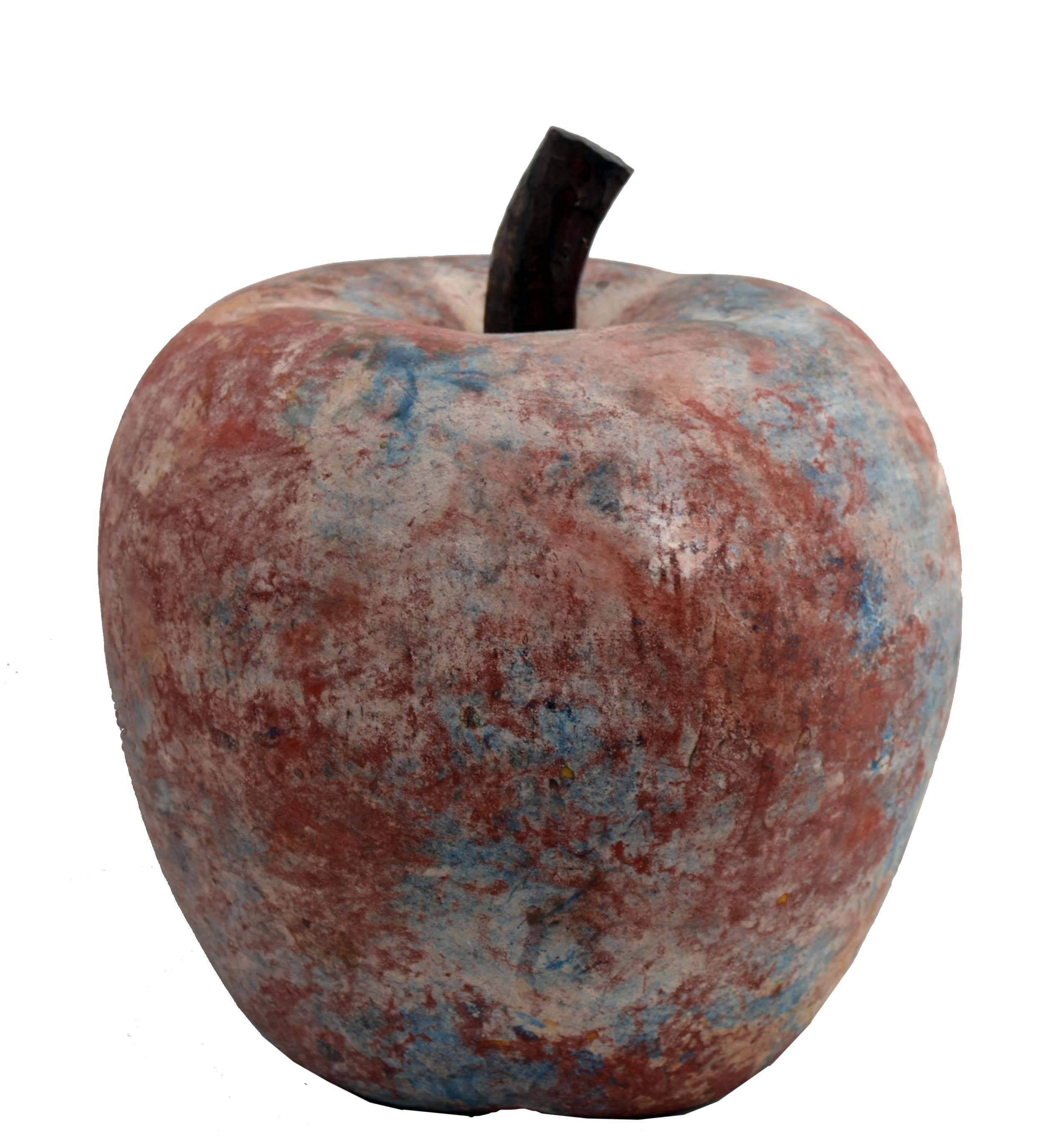 Stunning Raku pottery apple with hard wood stem by unknown artist. With a very modern, organic feel, this piece would be perfect in residential or commercial installation. Unsigned. Measures: 9" H x 8" W. 

Raku is frequently associated