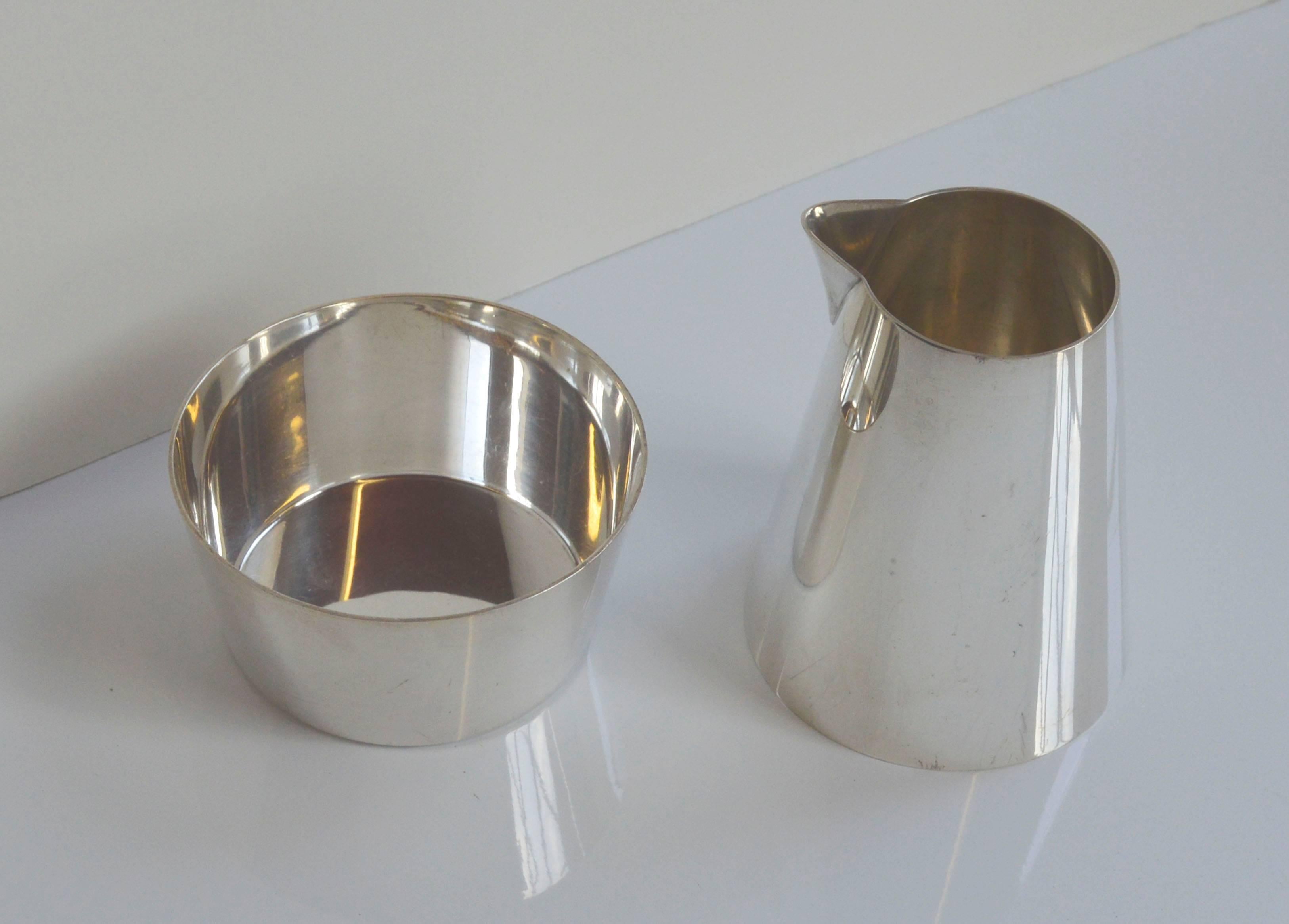 Streamlined Moderne Tiffany Modern Sterling Silver Creamer and Sugar Set