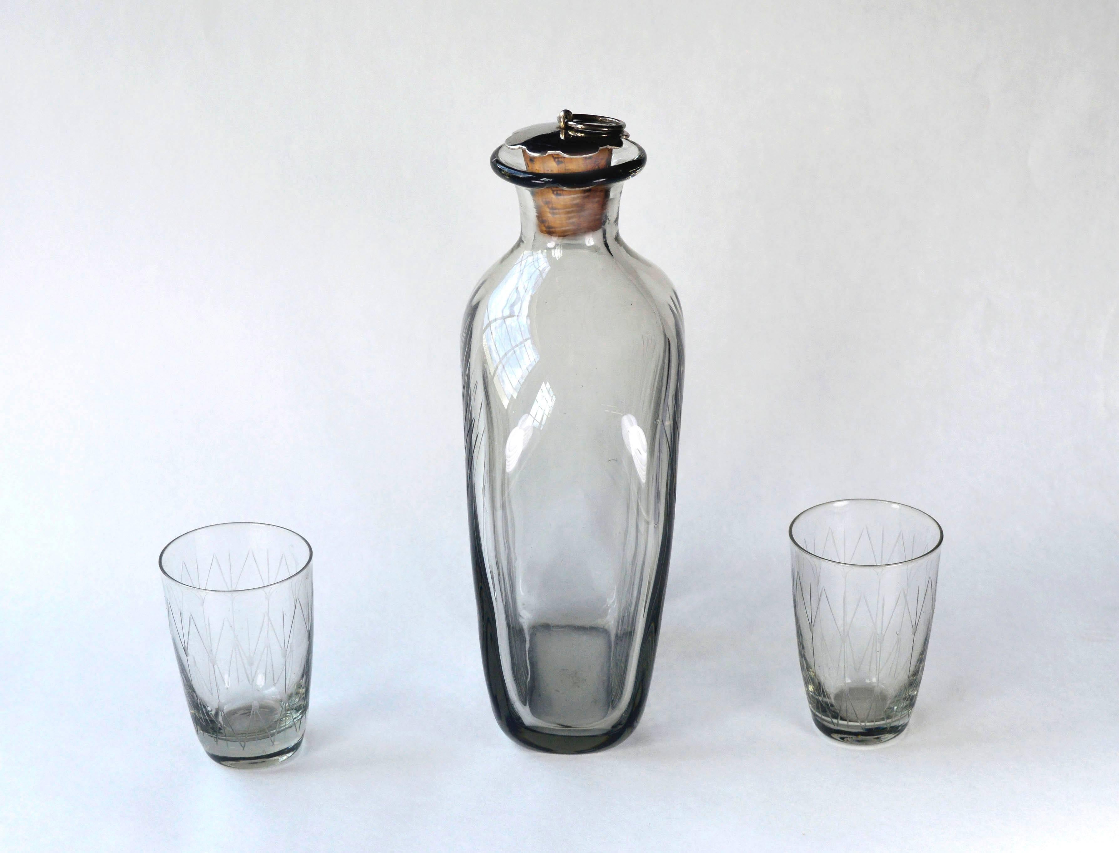 Scandinavian Mid Century Modern Minimalist Schnapps Decanter and