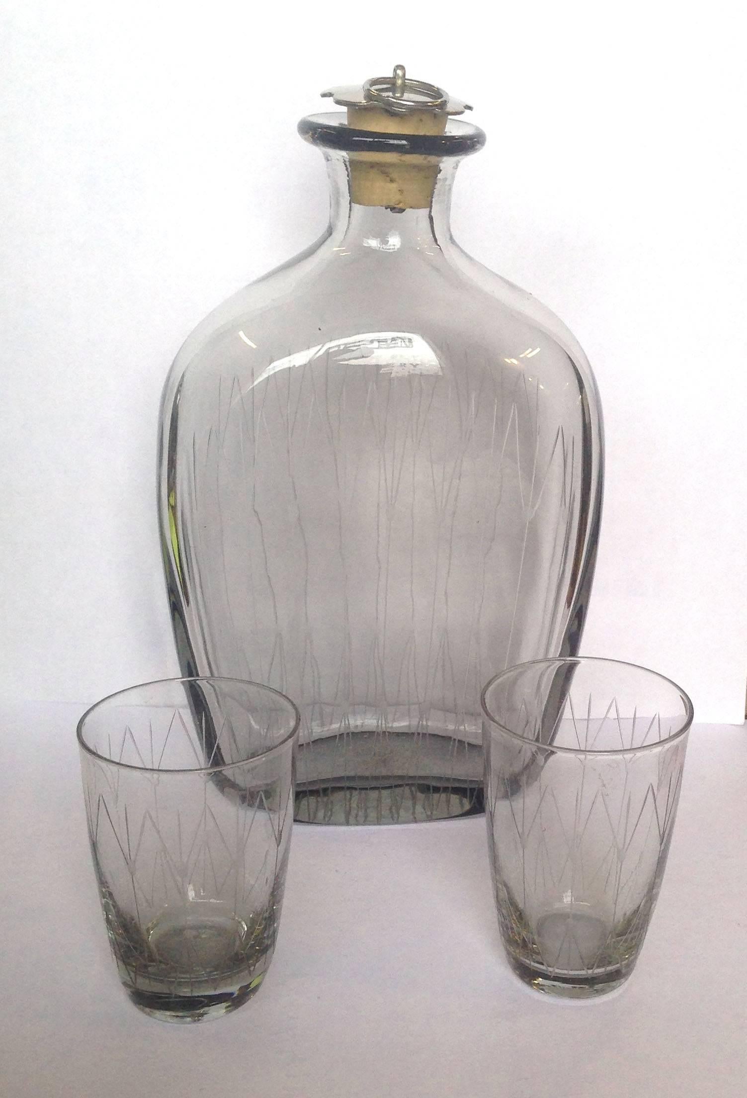 Scandinavian Mid Century Modern Minimalist Schnapps Decanter and