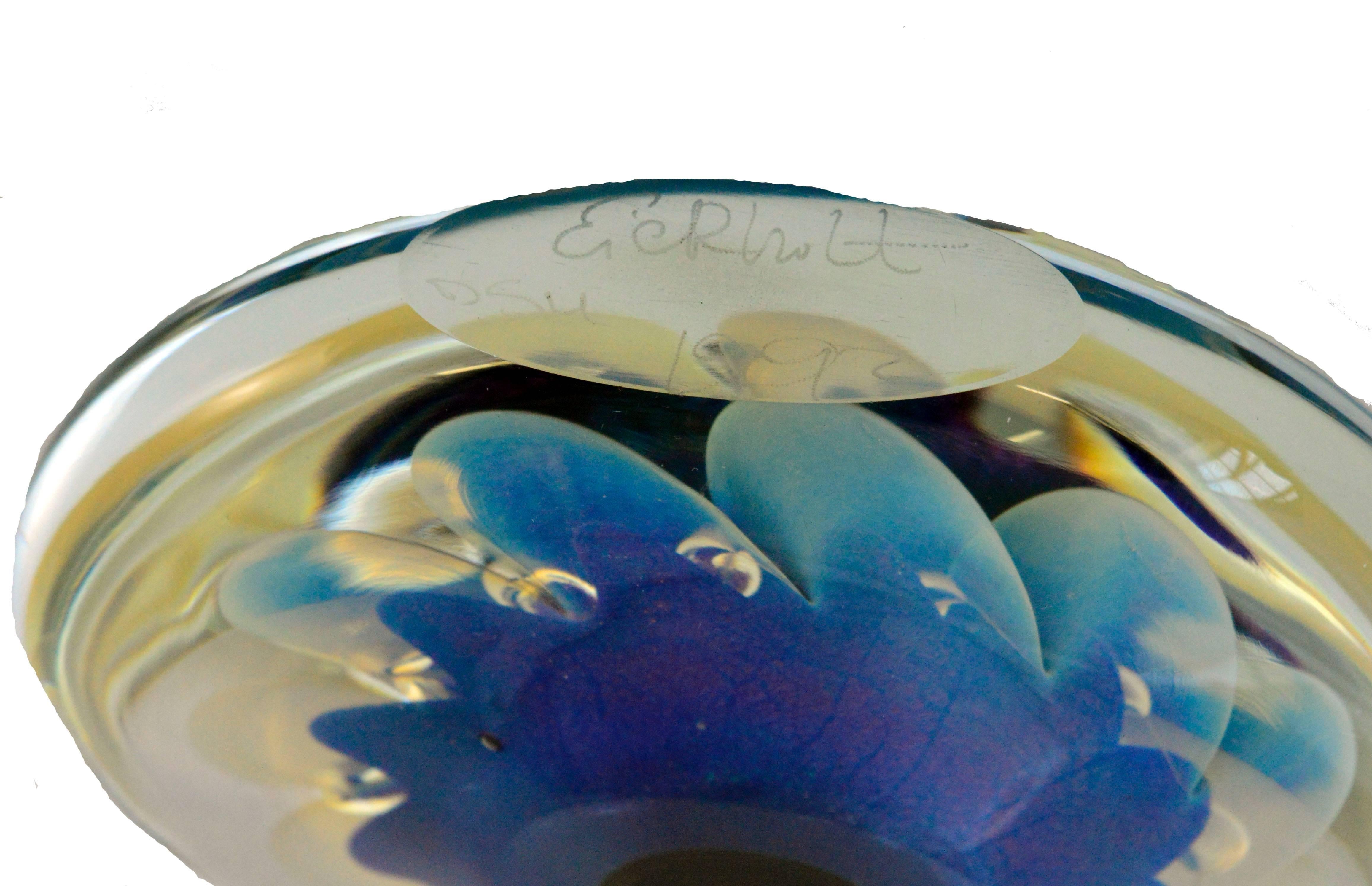 Modern Robert Eickholt Sea Anemone Iridescent Art Glass, 1992