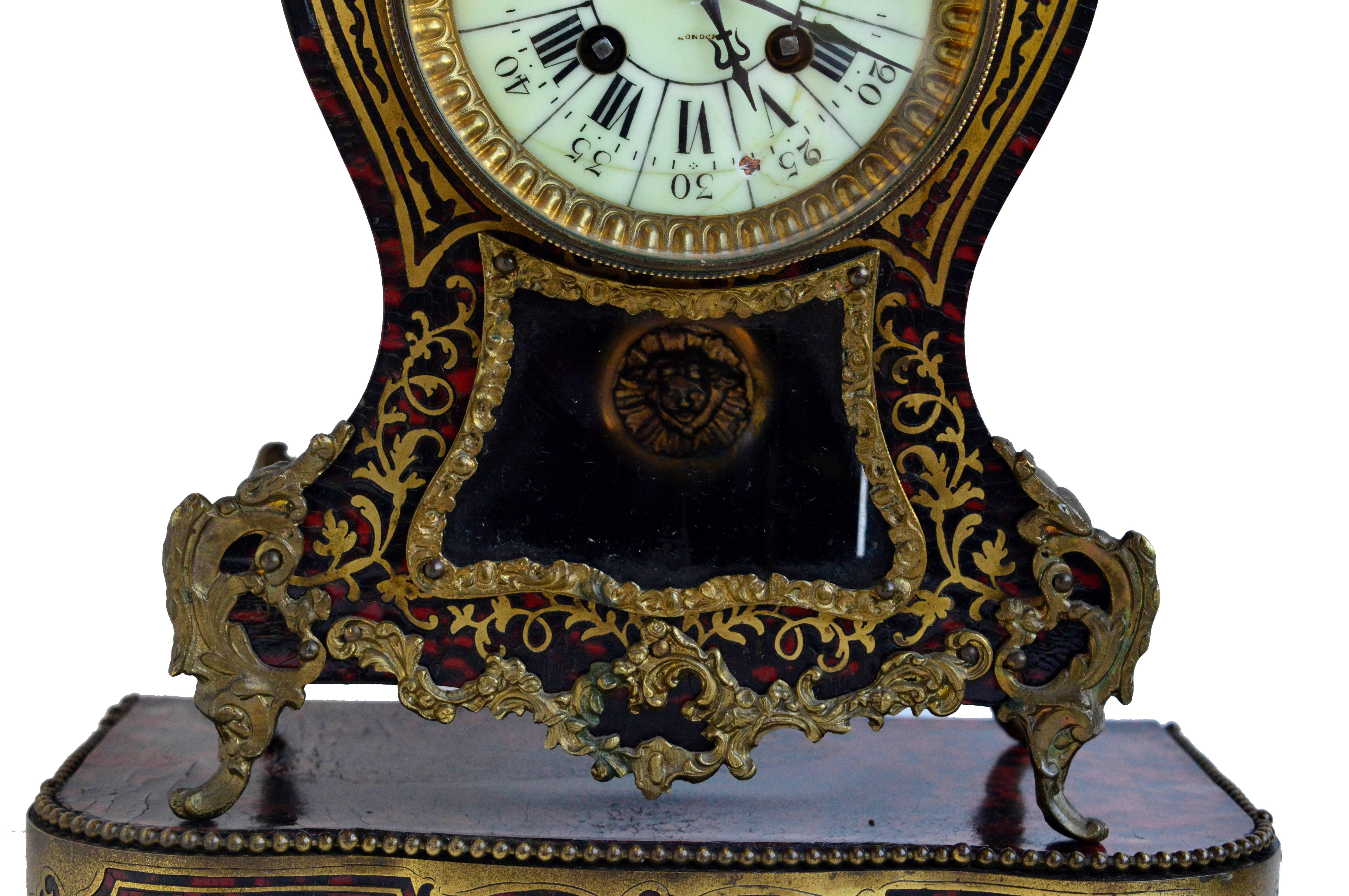 Brass Ormolu-Mounted Boulle Clock