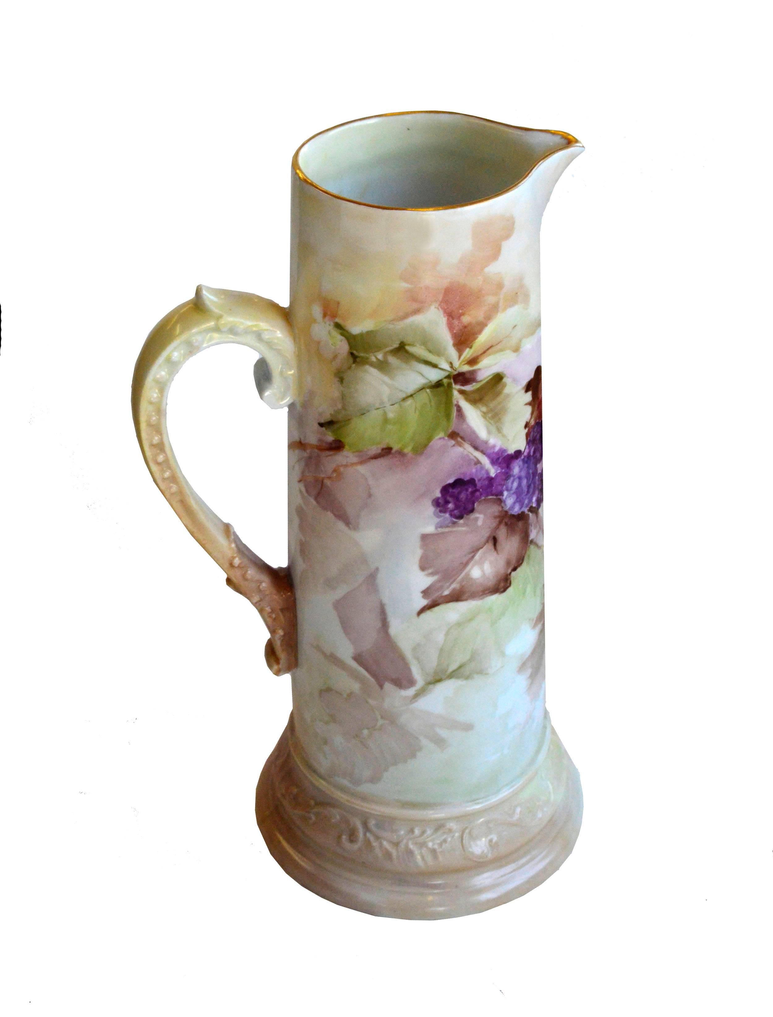 19th Century Limoges French Painted Porcelain Pitcher

Rare and prized, American Amateur painting on French Limoges pitcher, circa 1897.  Dimensions, 13.75