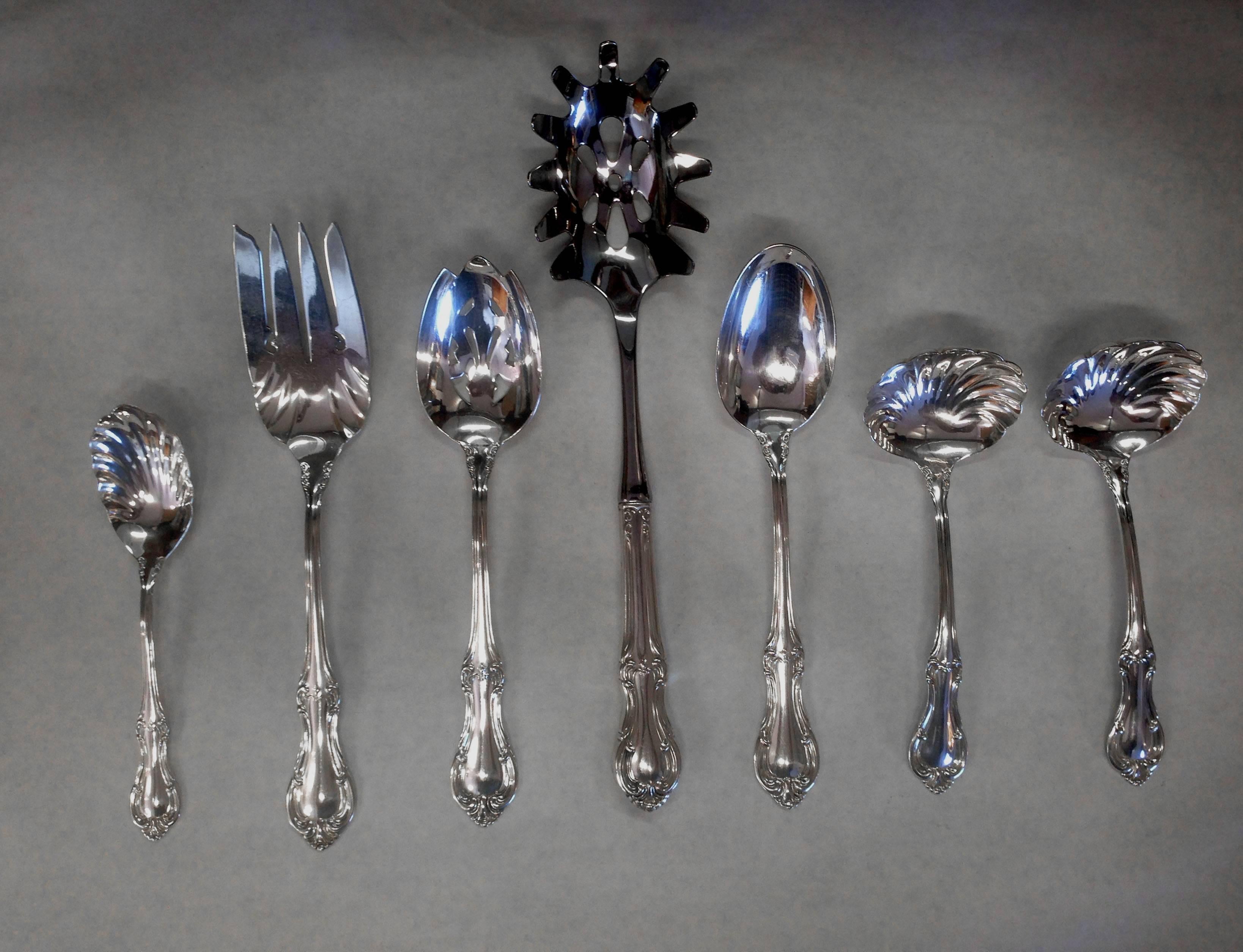 Mid-20th Century Joan of Arc Sterling 62 Pieces 2355 Grams Plus Ten Serving Pieces