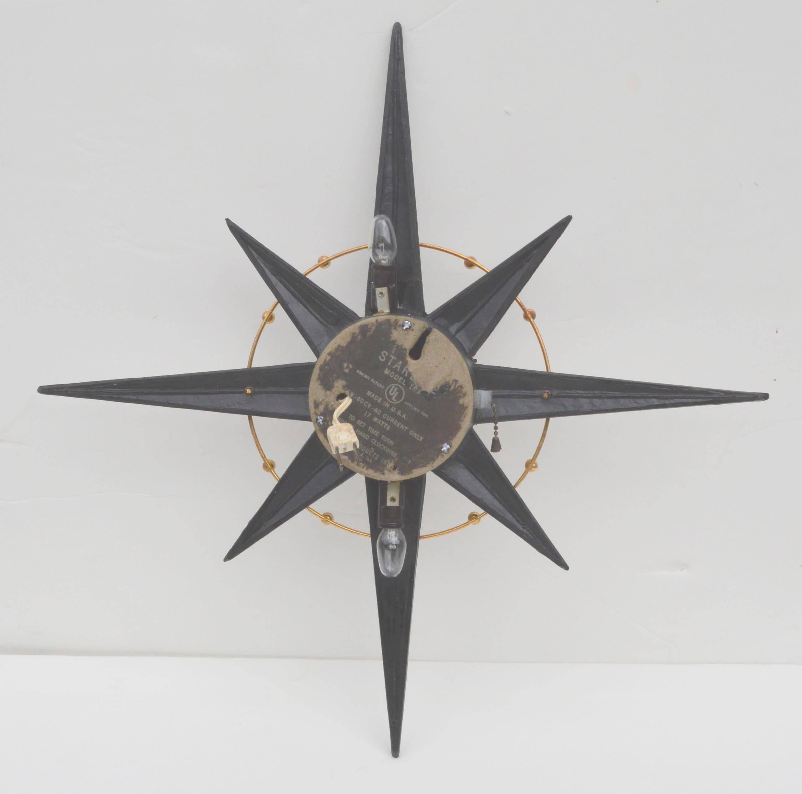 Mid-Century Modern 1950s Atomic Starlite Clock