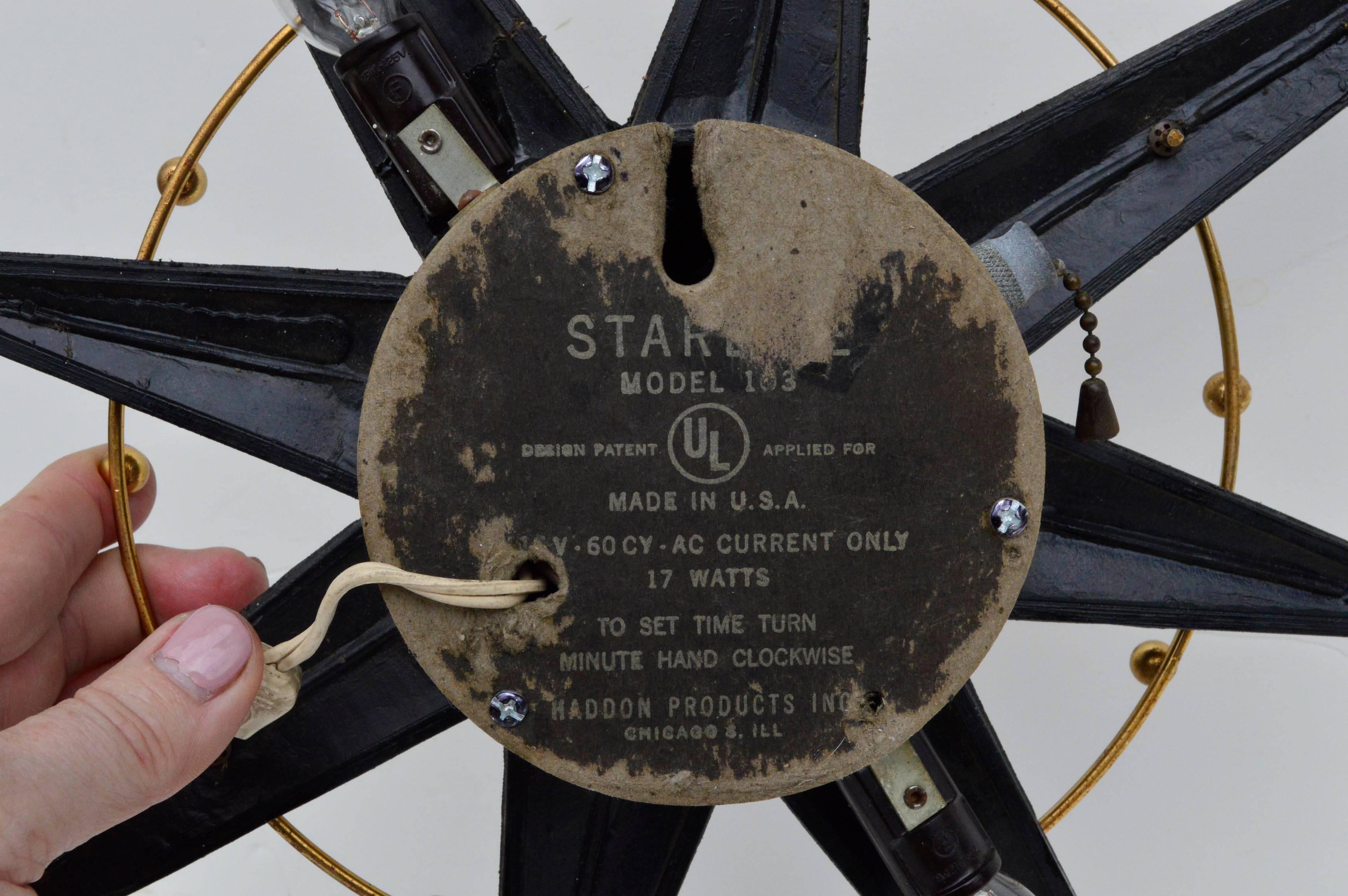 American 1950s Atomic Starlite Clock