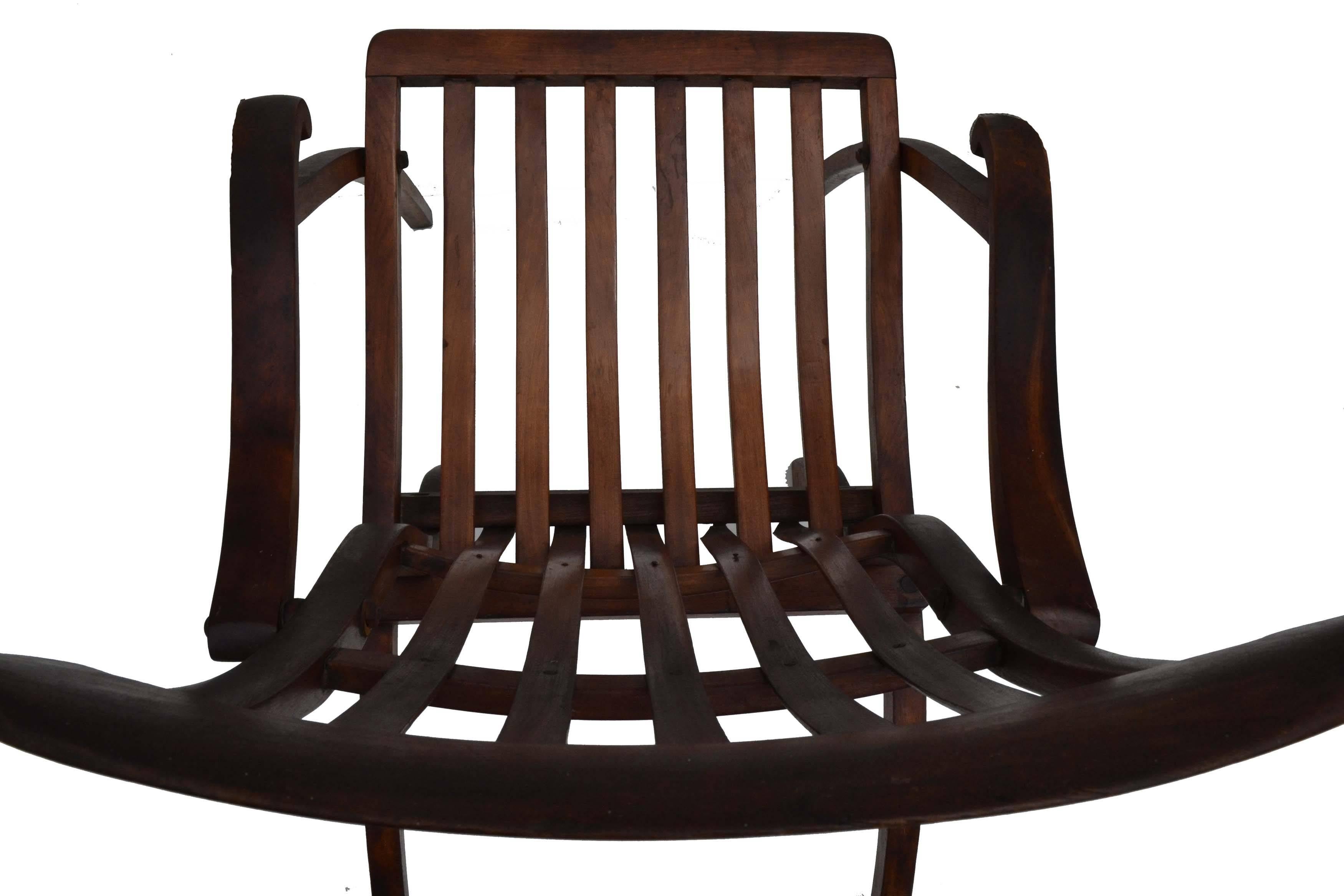 American Early 20th Century Teak Folding Lounge Chair