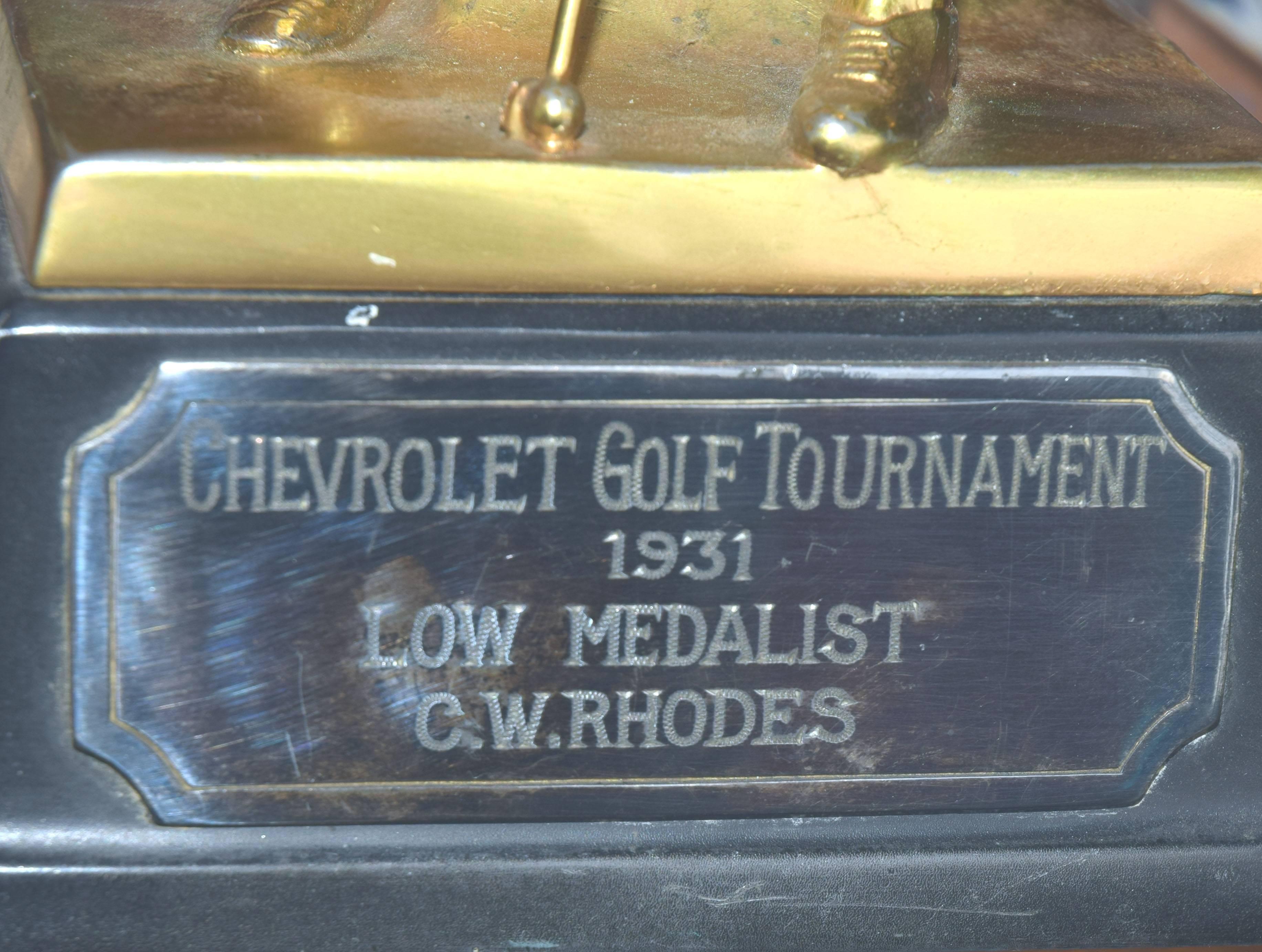 Art Deco Chevrolet Golf Tournament 1931 Trophy to C.W. Rhodes - Pullman and Chevrolet