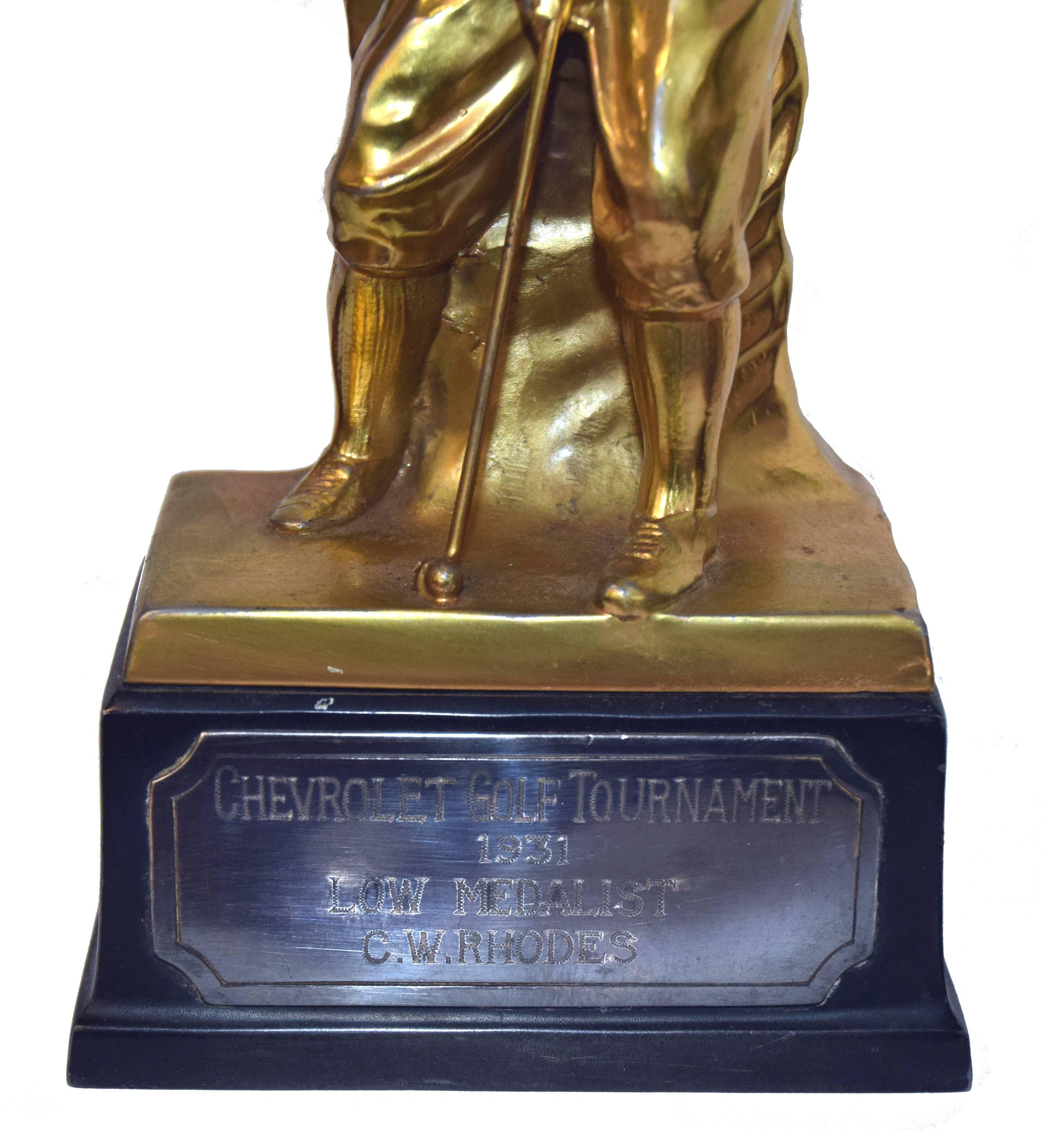American Chevrolet Golf Tournament 1931 Trophy to C.W. Rhodes - Pullman and Chevrolet