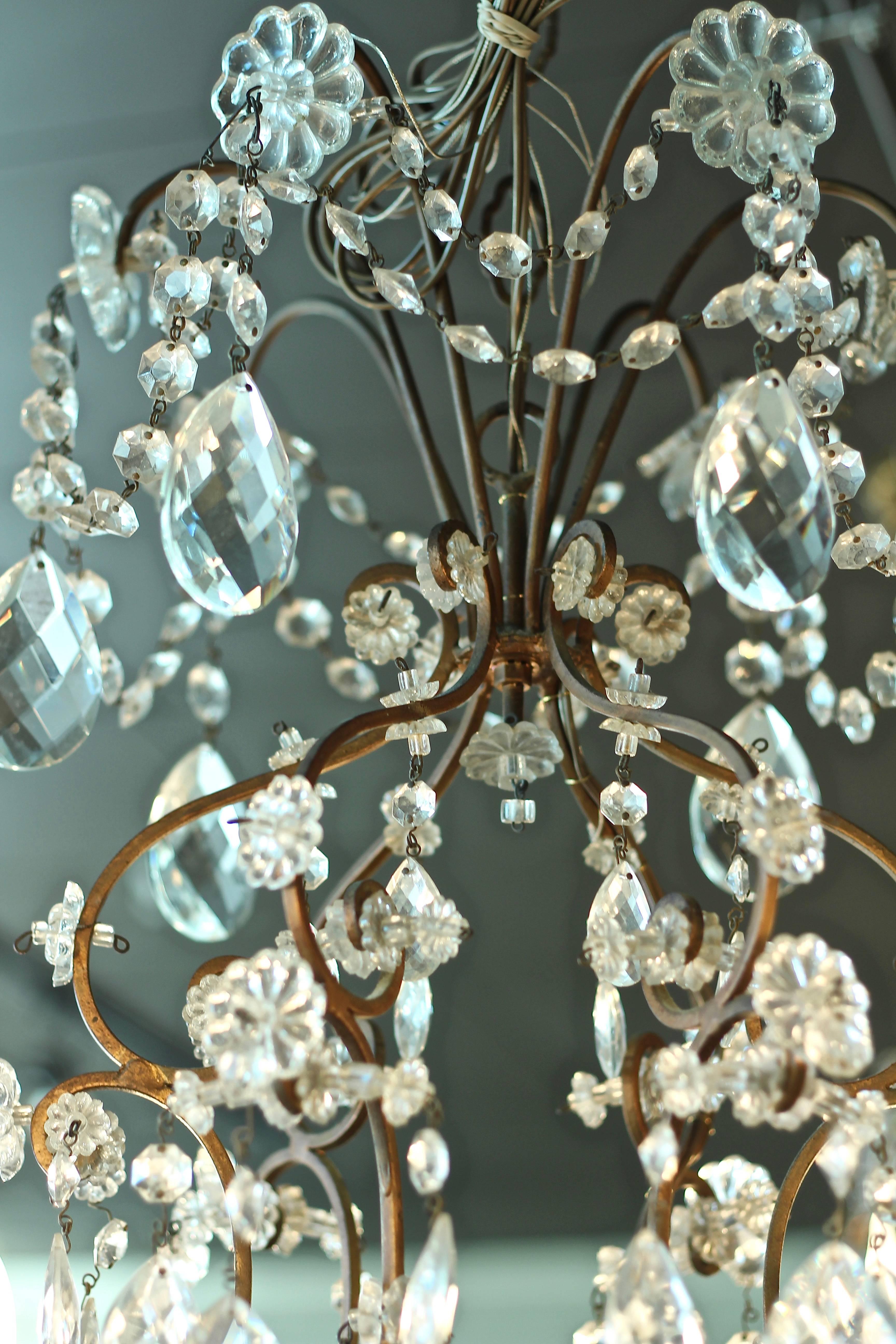 French Six Light Crystal Chandelier In Excellent Condition For Sale In Birmingham, AL