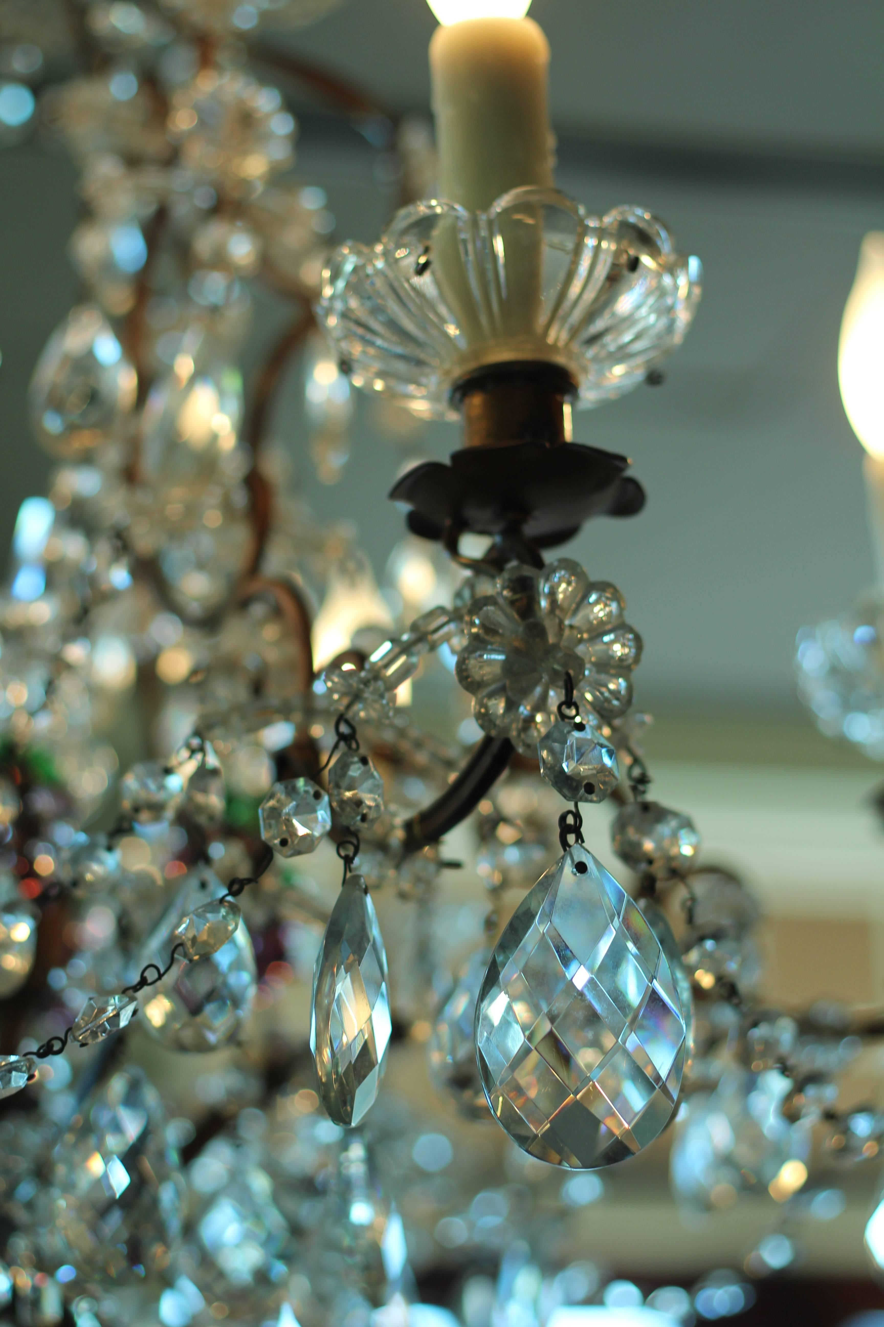 French Six Light Crystal Chandelier For Sale 1