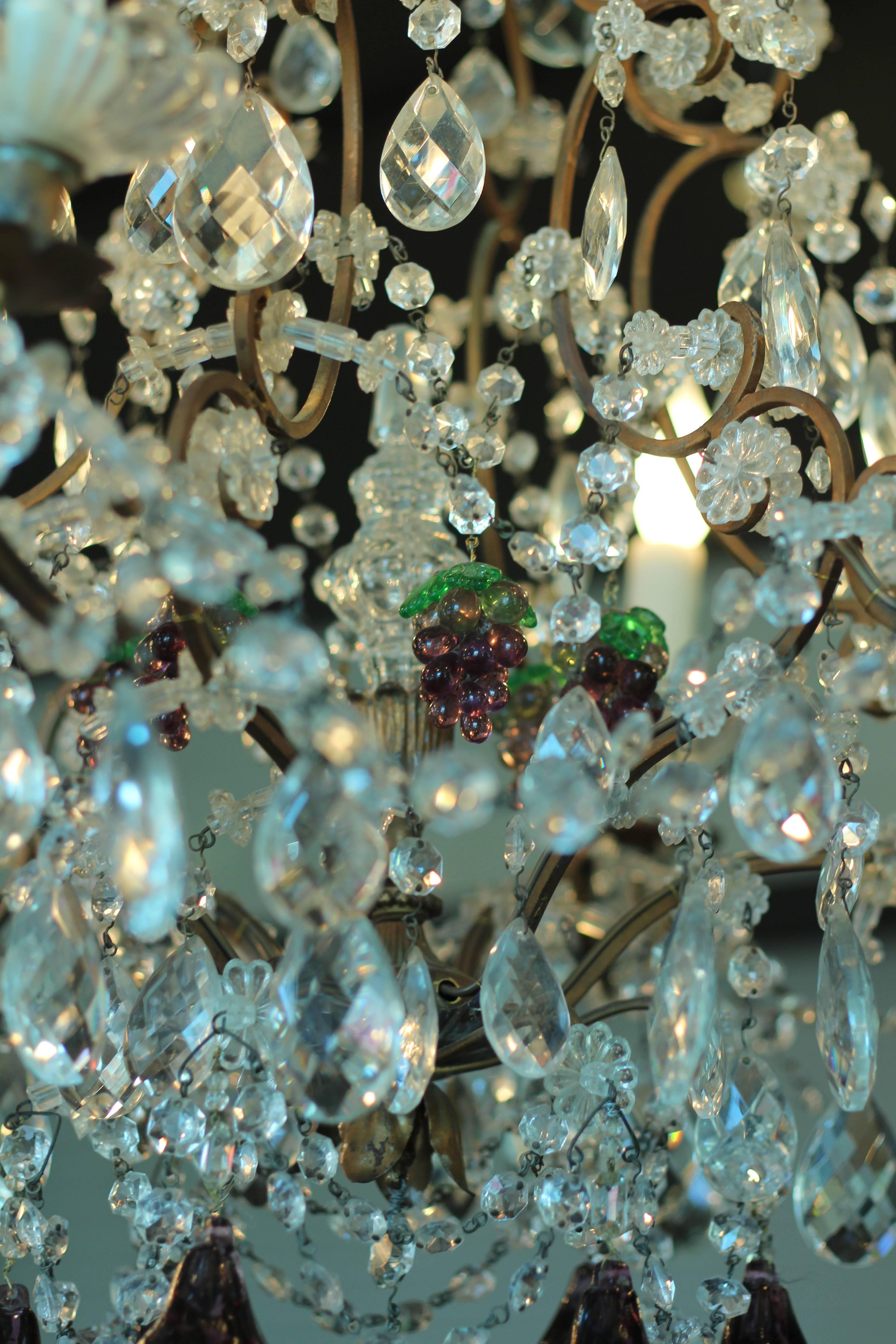 Louis XV French Six Light Crystal Chandelier For Sale