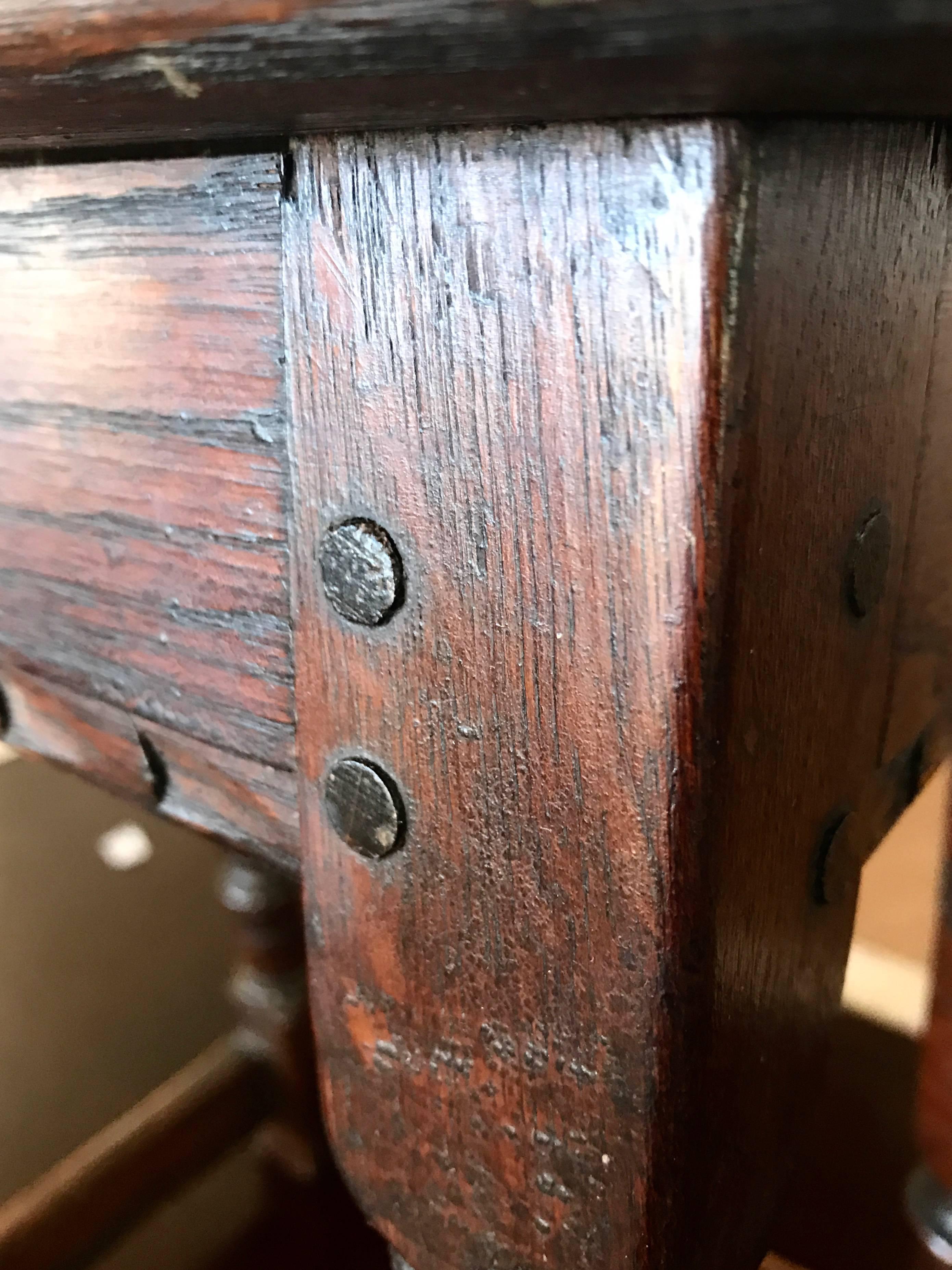 Early 20th century English joint stool. Oak.