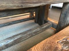 English Elm Farm Table and Two Benches