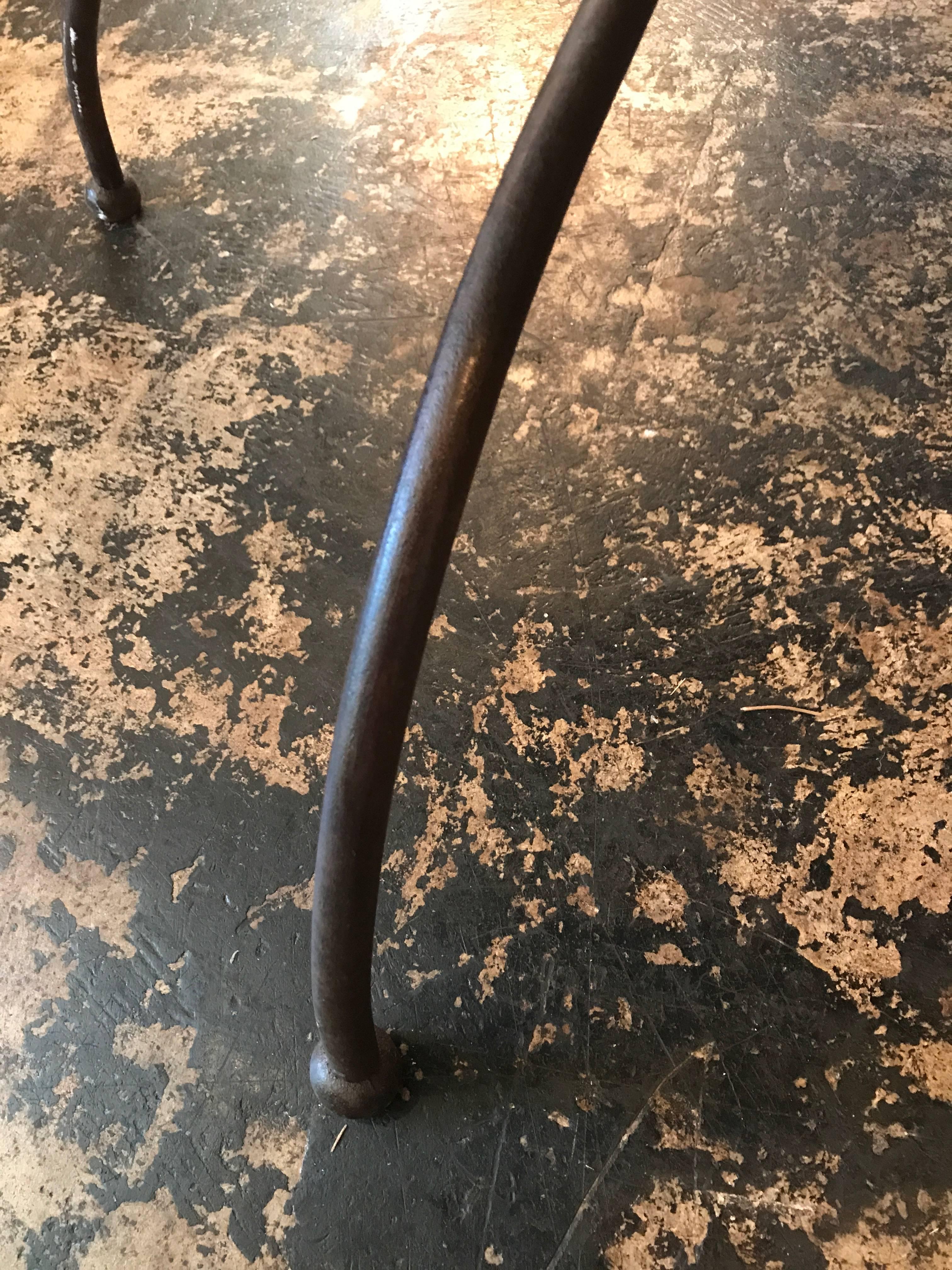 Country Early 20th Century Iron Bistro Table with Marble Top