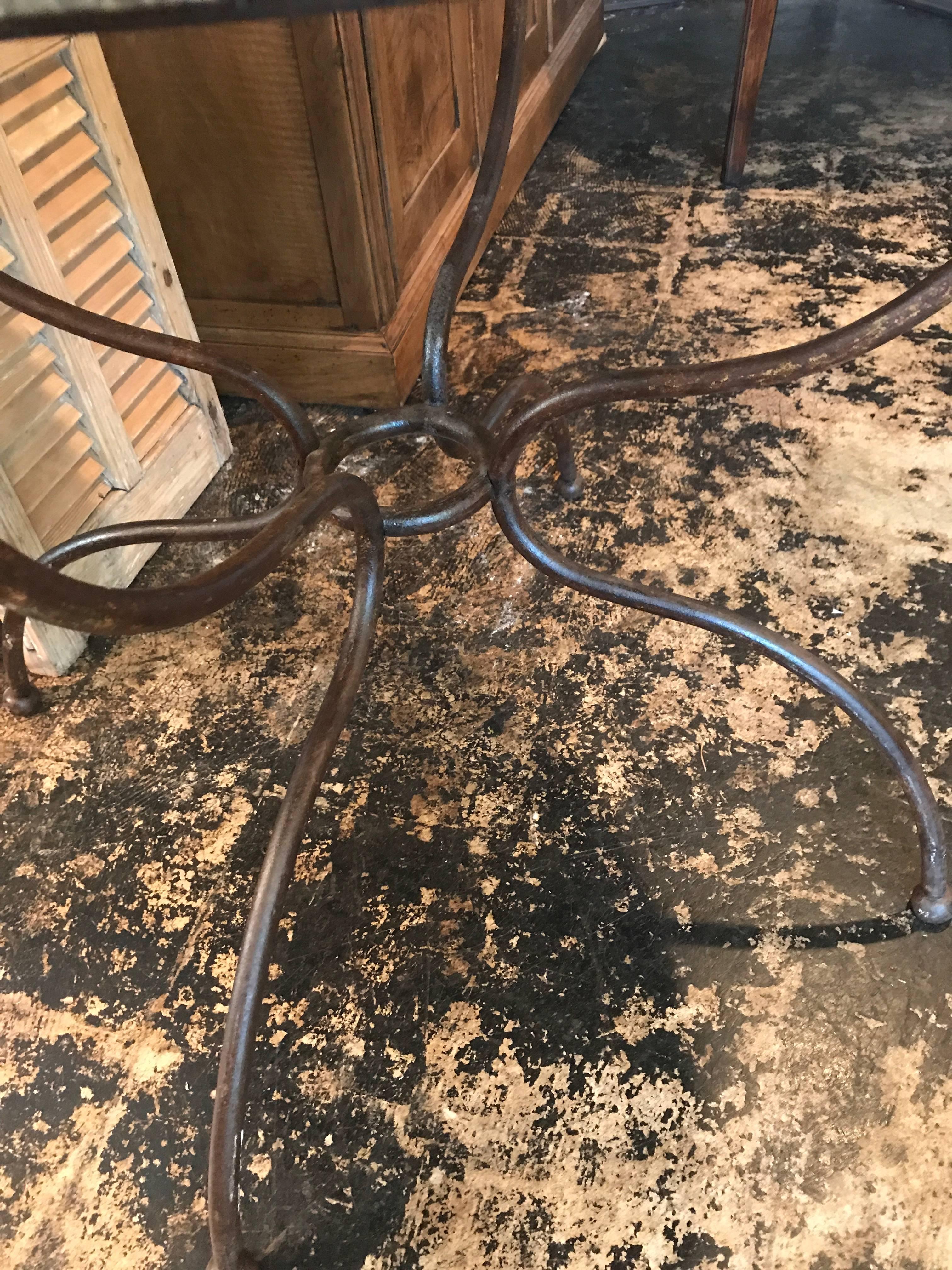 French Early 20th Century Iron Bistro Table with Marble Top