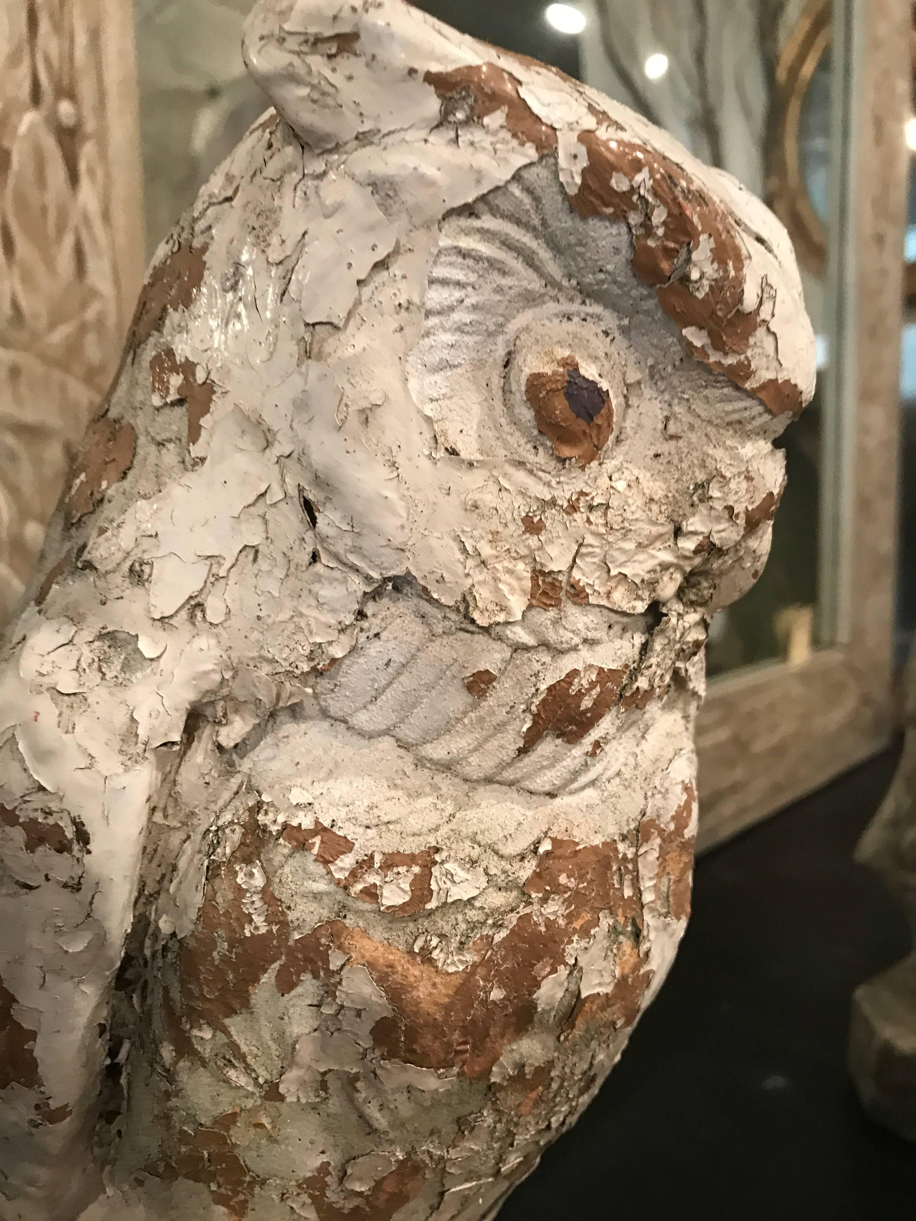 Handsome early 20th Century English stone owl figure.