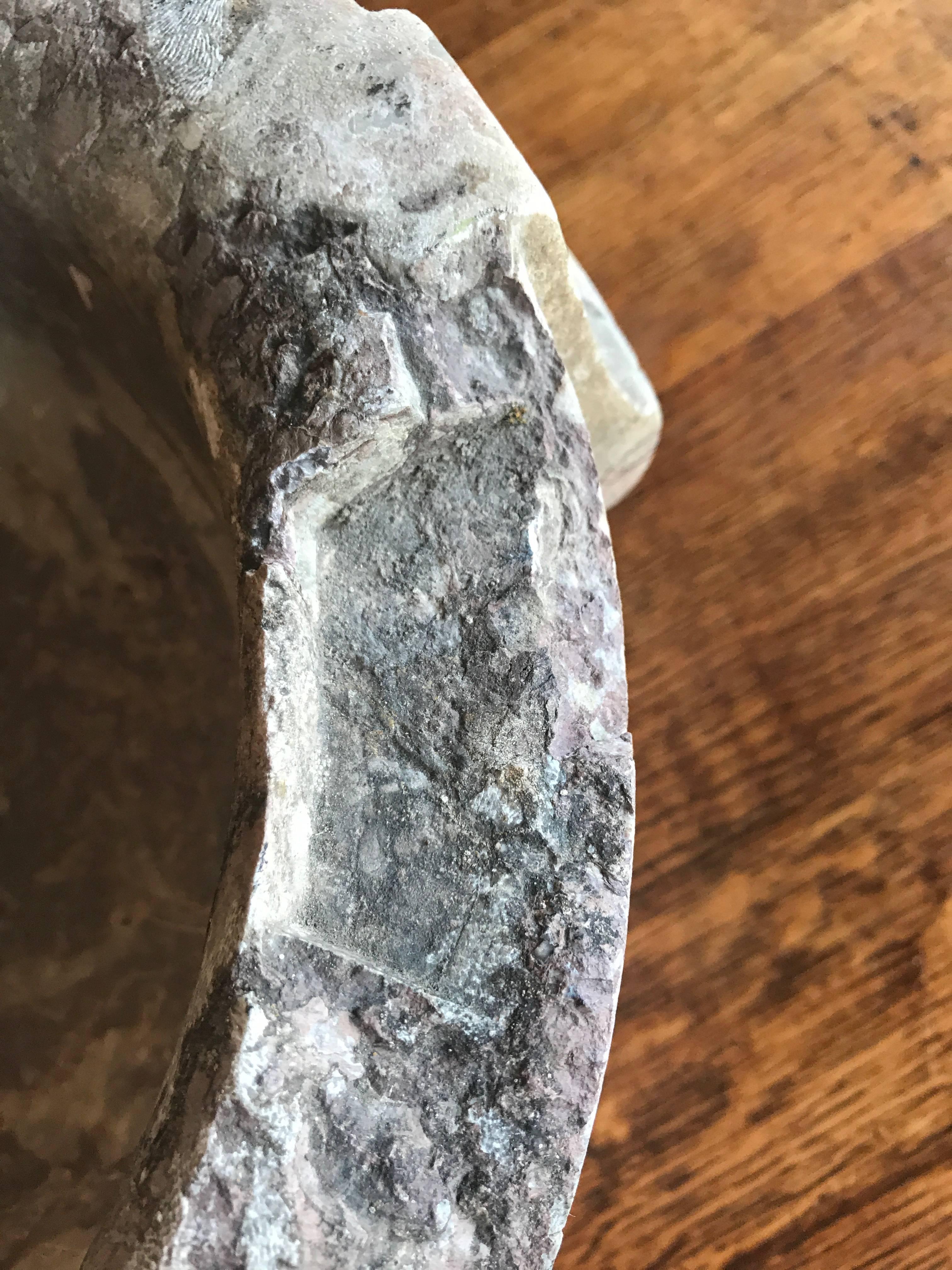 Early 18th Century Weathered Marble Mortar In Excellent Condition For Sale In Birmingham, AL