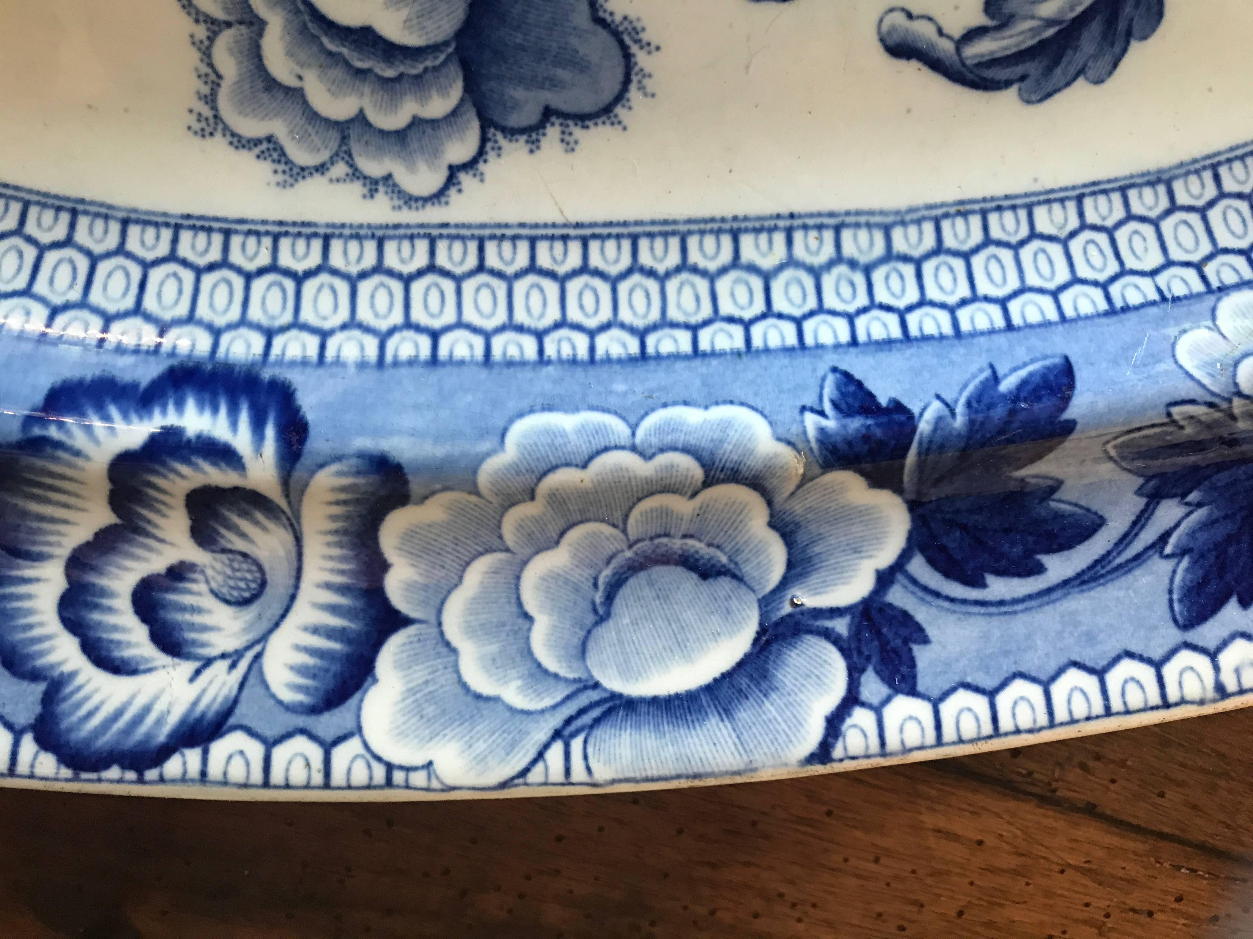 Country 19th Century English Blue and White Transferware Platter