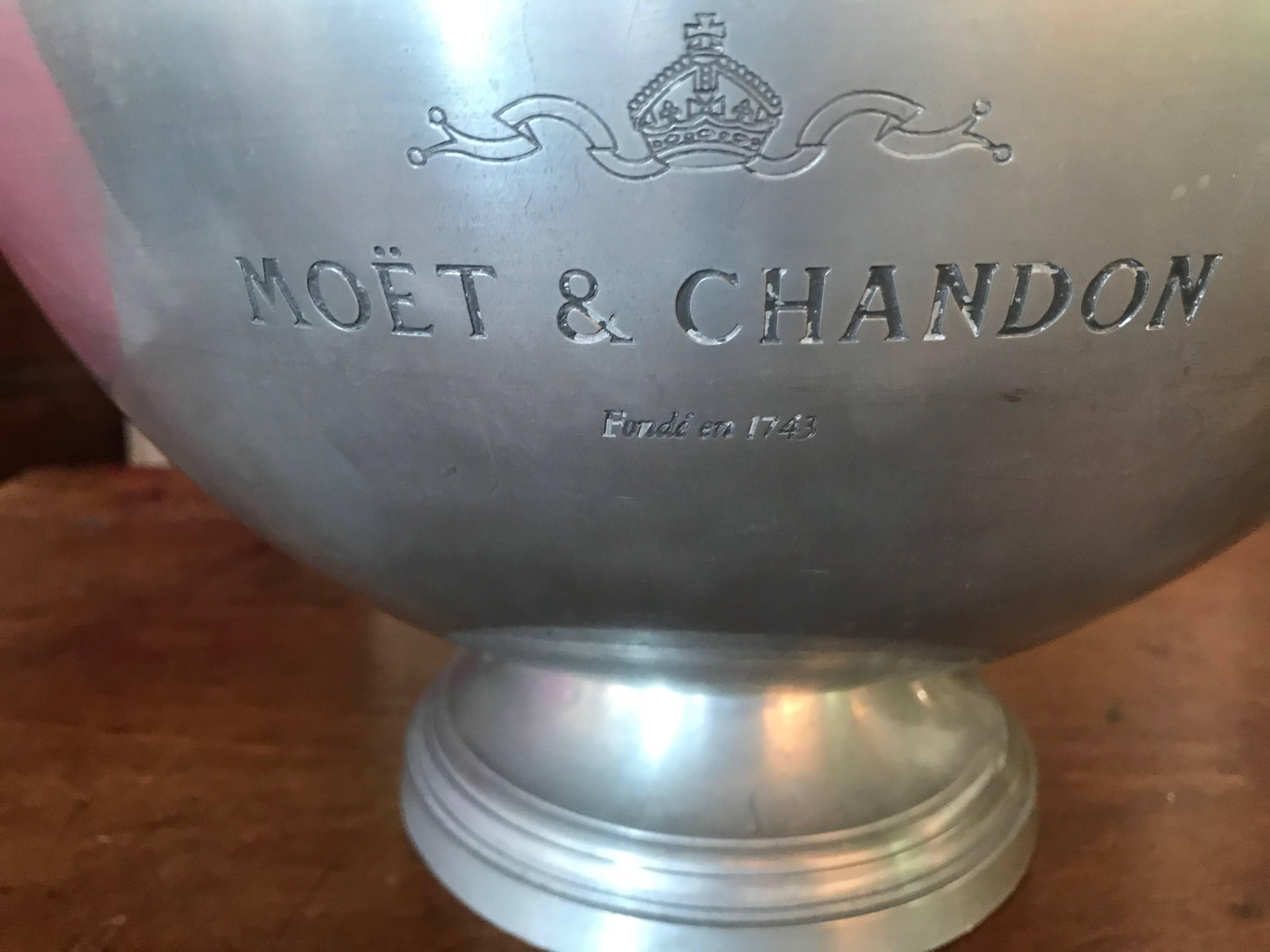 Early 20th century pewter bowl of impressive scale with makers mark of Moet & Chandon.