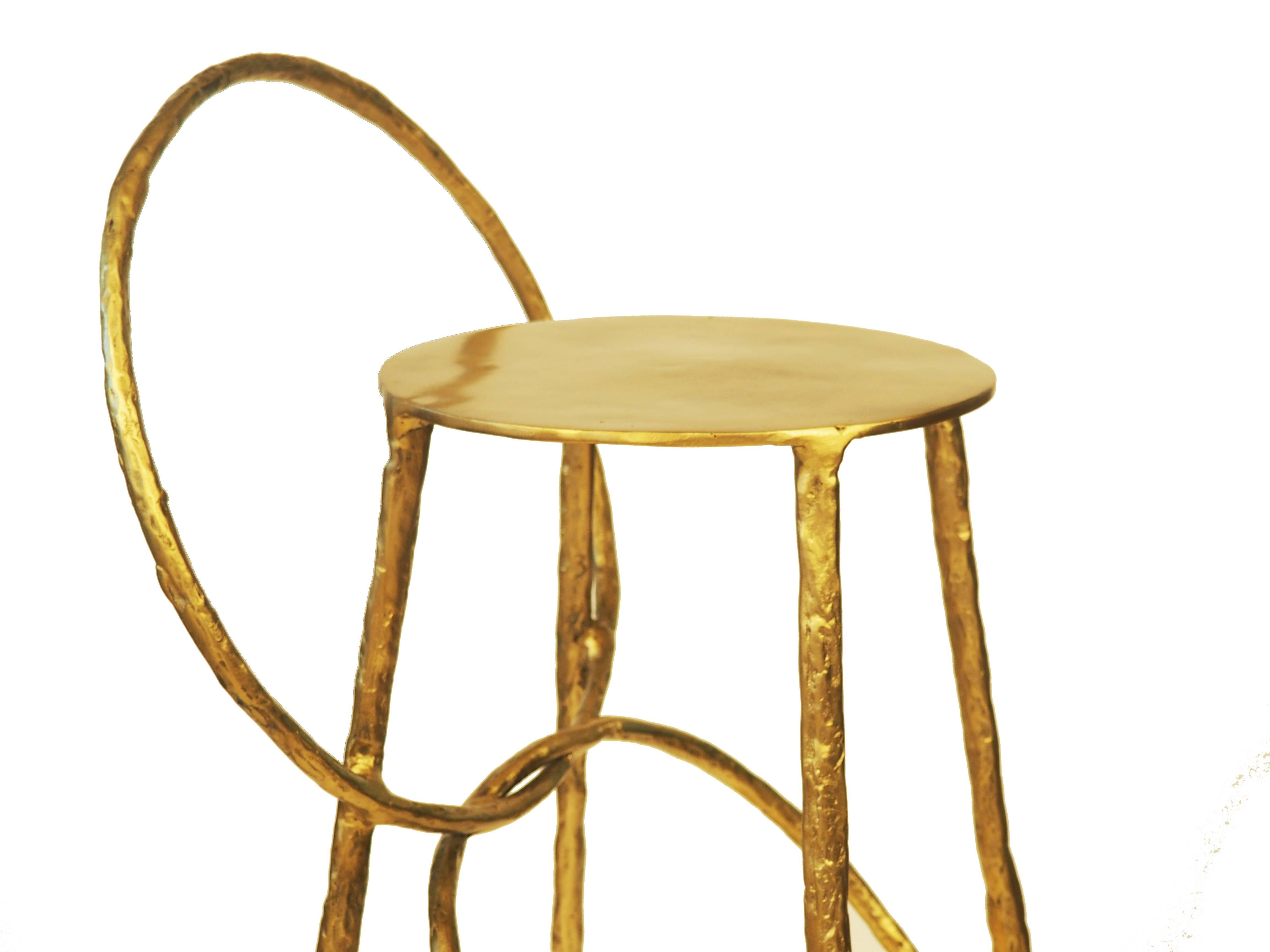 Post-Modern Brass Handsculpted Stool - Hoola - Misaya