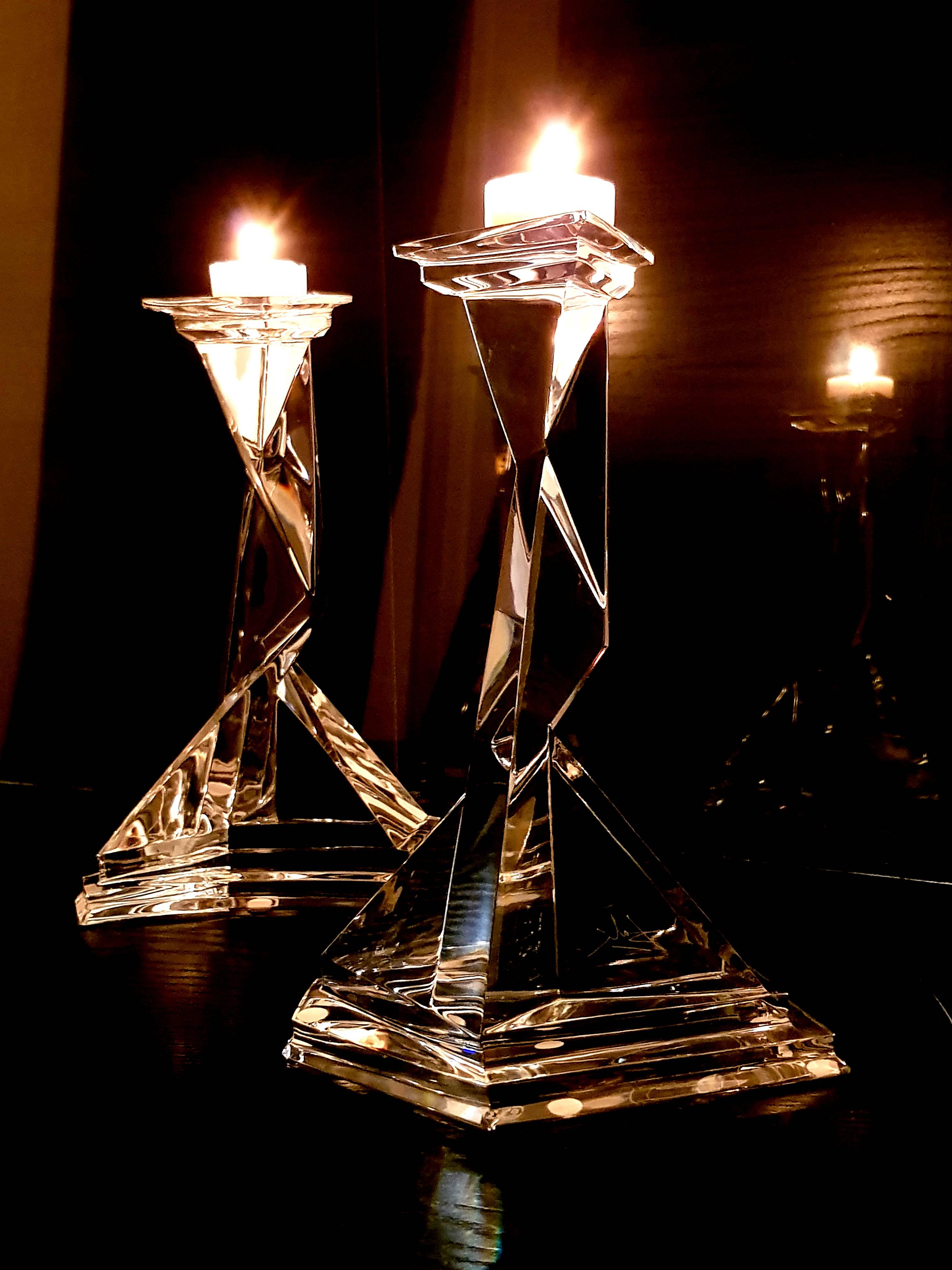 Salvador Dali Original Baccarat Crystal Candlesticks, Pair In Excellent Condition In Geneve, CH