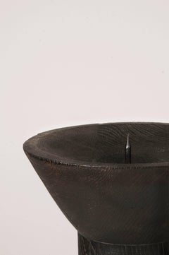 Column, Oak Candleholder, Signed Arno Declercq