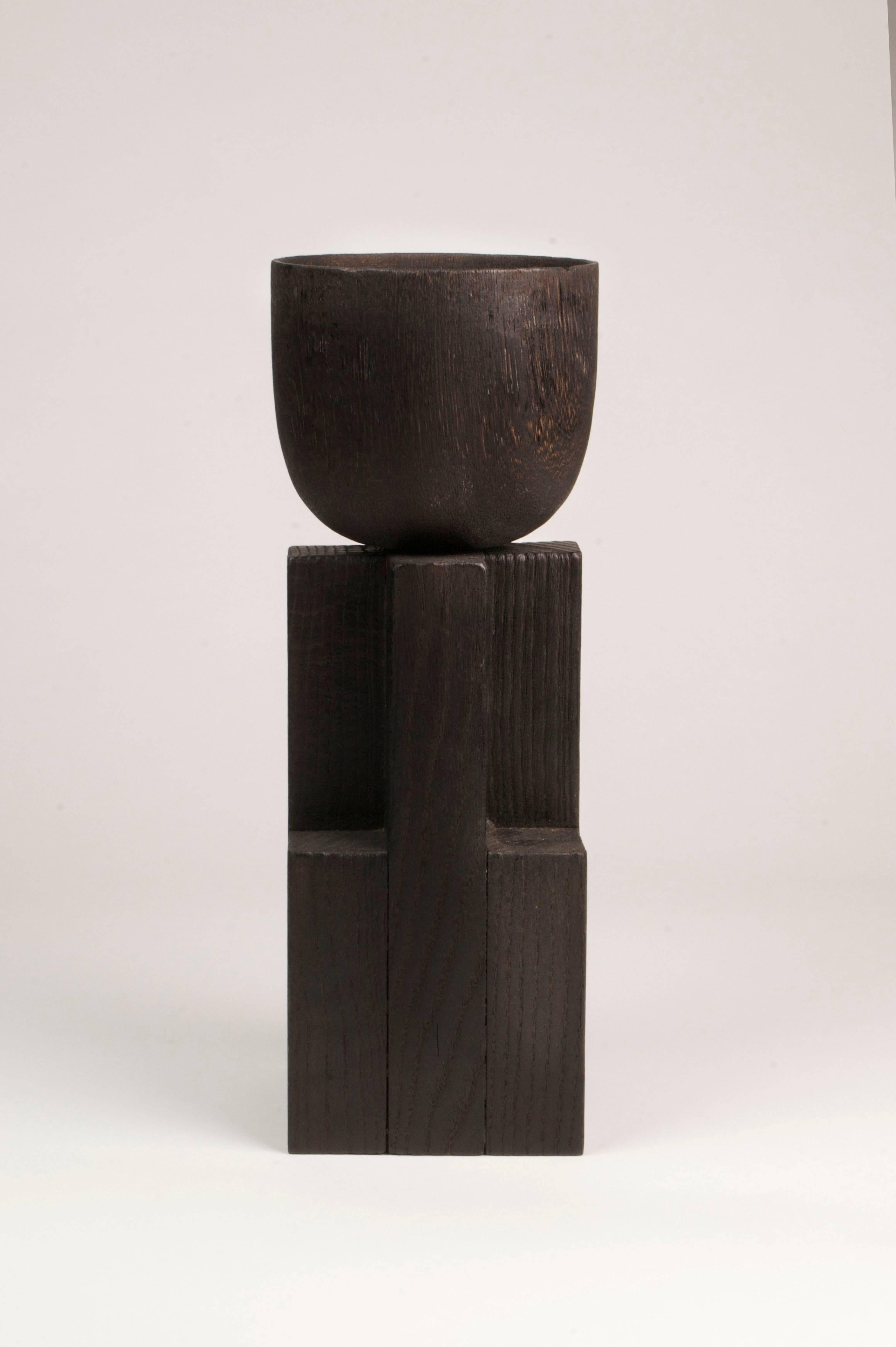 Contemporary Pair of Goblet Bowl, Iroko and Oak, Signed Arno Declercq